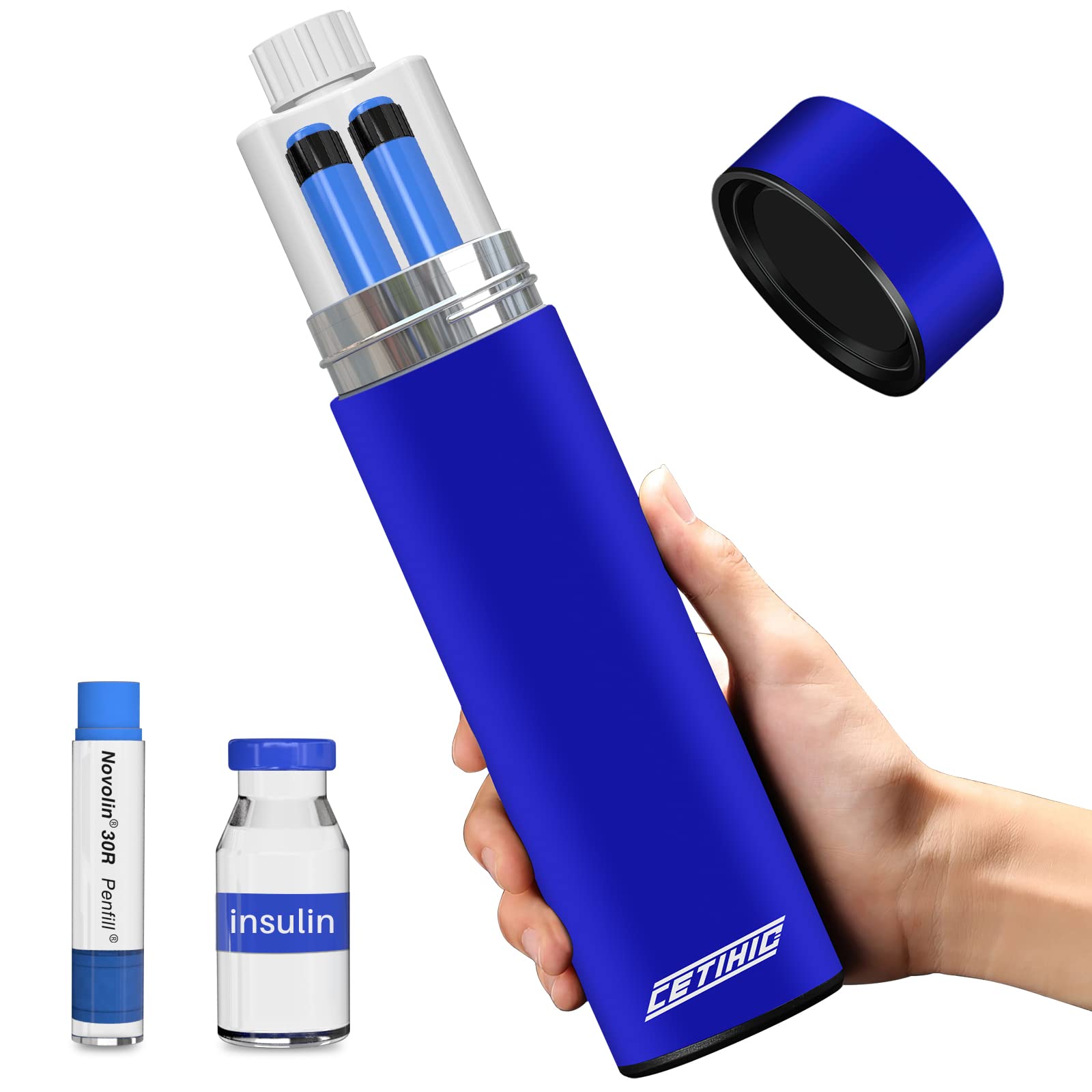 48H Insulin Pens Cooler Travel Case TSA Approved Diabetic Medicine Travel Cooler, Portable Insulin Medical Cooler - Bright Blue