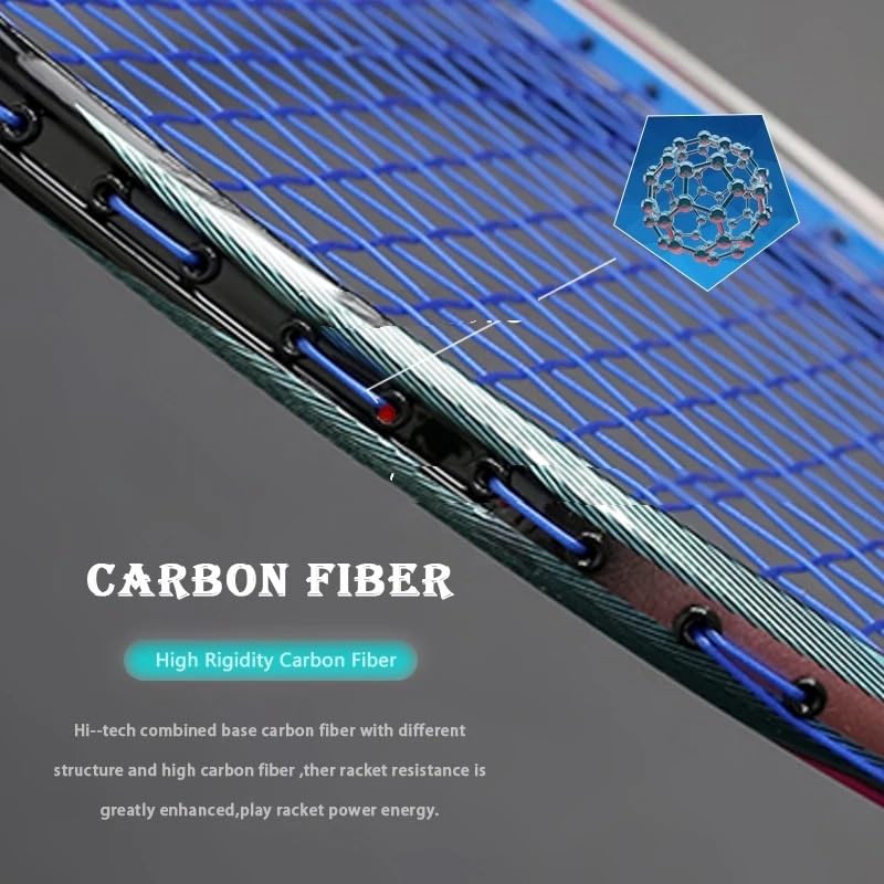 Badminton Set Racchette da Badminton ultraleggere 8U 65G in Fibra di Carbonio, Tensione Massima, 35 libbre, Racchetta Professionale for Sport for Adulti