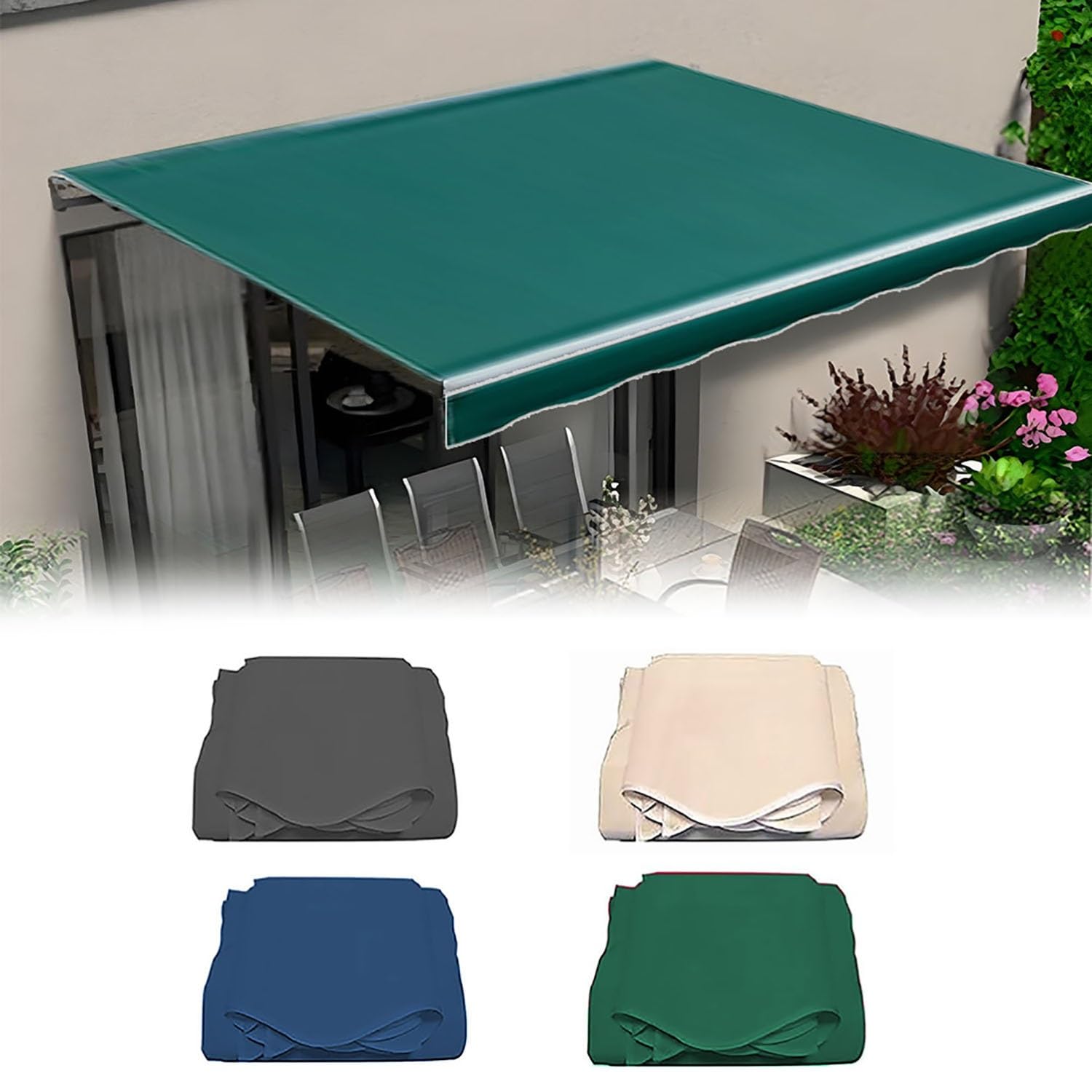 Bâche imperméable et résistante aux UV - 1,2 x 4 m - Tissu d'extérieur durable de rechange pour terrasse et cour - Matériau vert Sune pour une meilleure protection solaire
