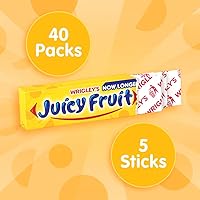 Vista 5 de JUICY FRUIT Original Bubble Gum Chewing Gum Bulk Pack, 5 Stick (Pack of 40)