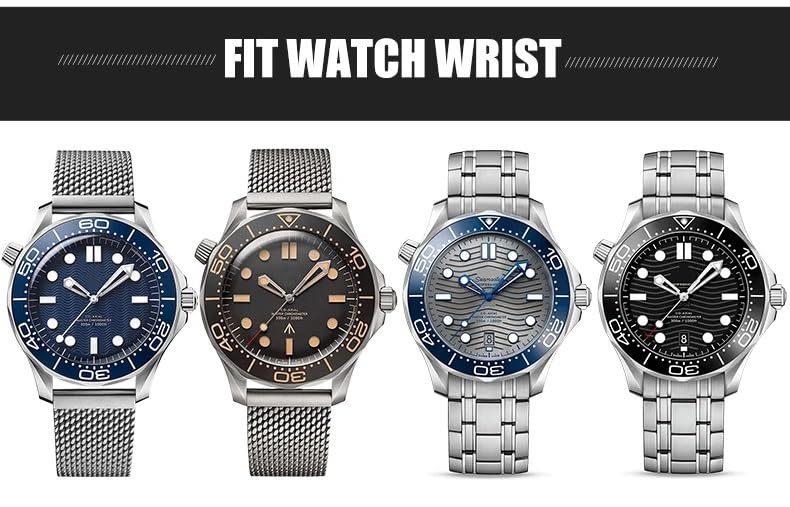 JDIME Cinturino in acciaio inossidabile 19mm 20mm per Omega Seamster Diver 300 Orologio 007 Braccialetti con fibbia deployante in metallo intrecciato Siver