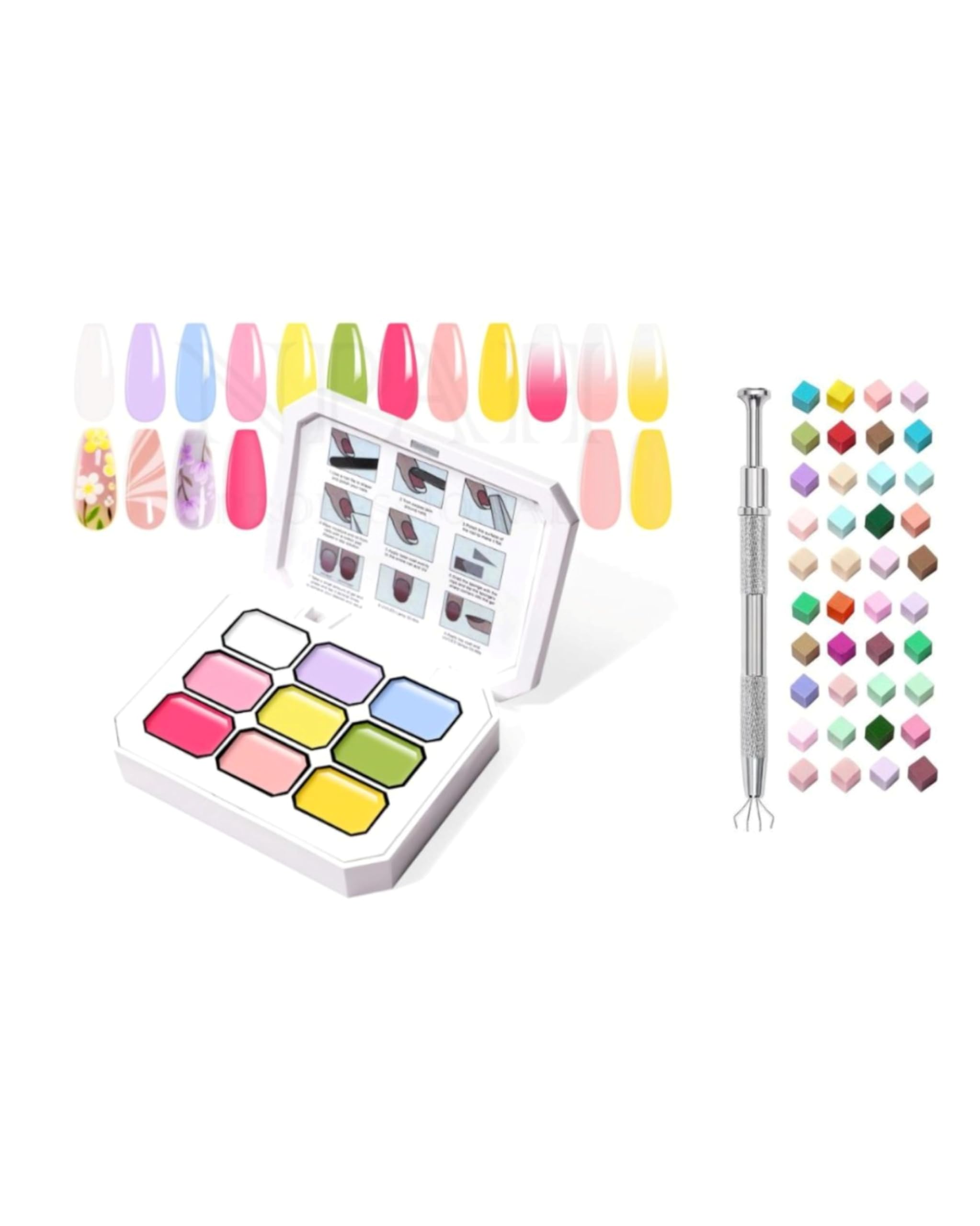 bolt bee solid cream gelpolish set, 9 colors pudding gel nail polish palette soak off portable gift for girls/friend diy home (j pet gel with ombre tool)
