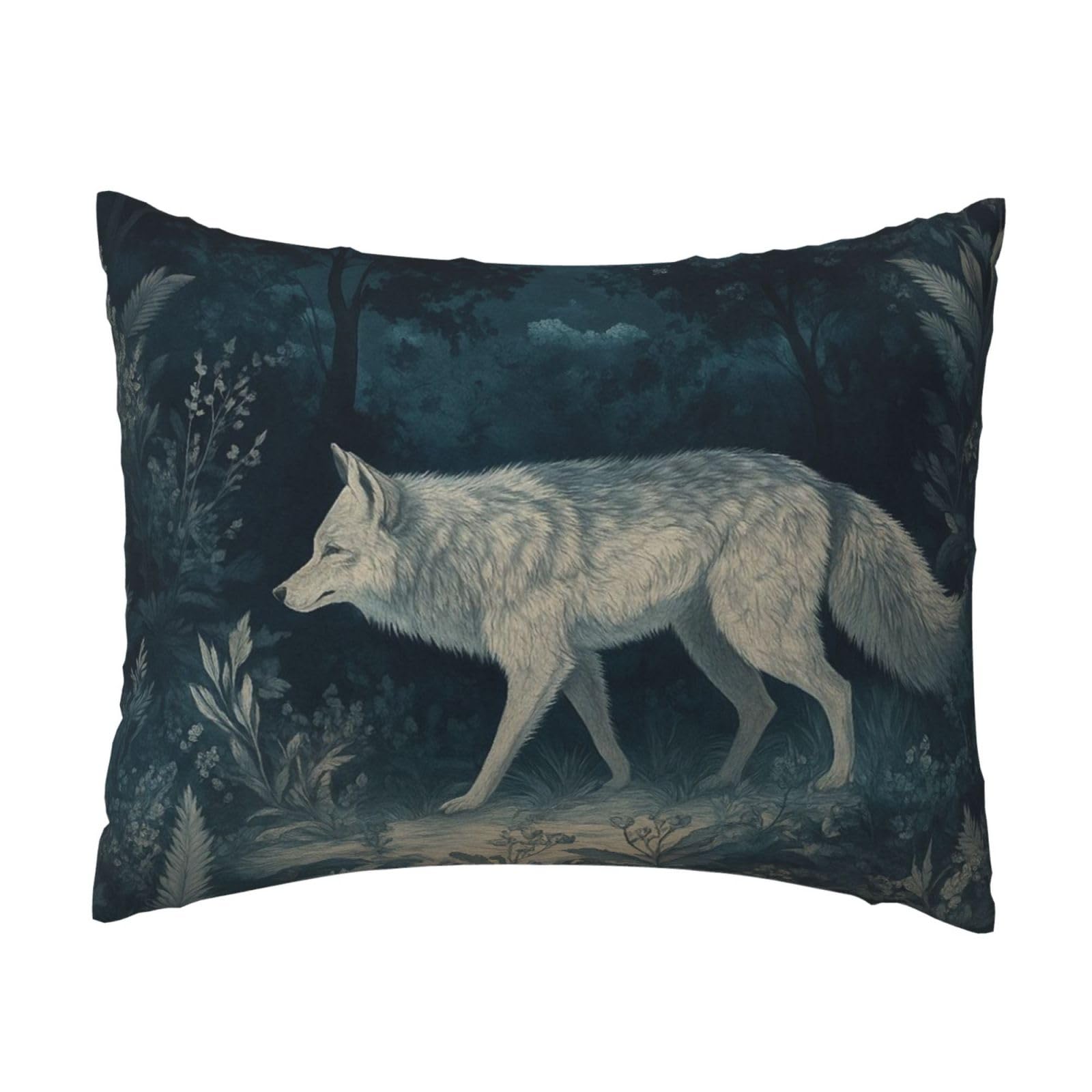 Moonlit Wolf in Pillowcase Soft Plush with Zipper Decorative Pillowcovers 16x20 in