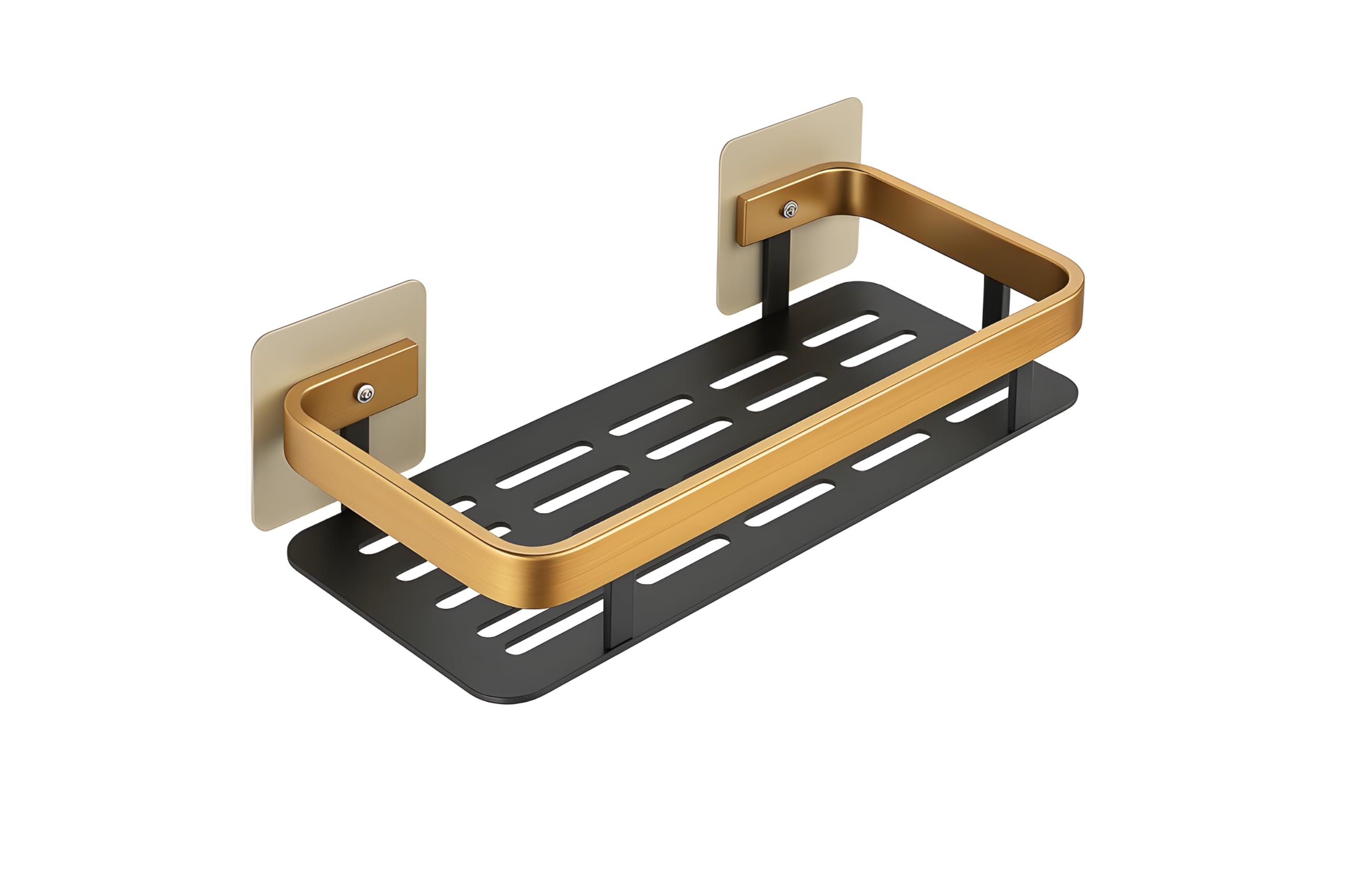 2 Pc- Luxury Aluminum Shower Caddy Shelf - Stylish Gold Finish, Wall-Mounted Design with Large Capacity Storage for Toiletries, Shampoo, and Bathroom Accessories