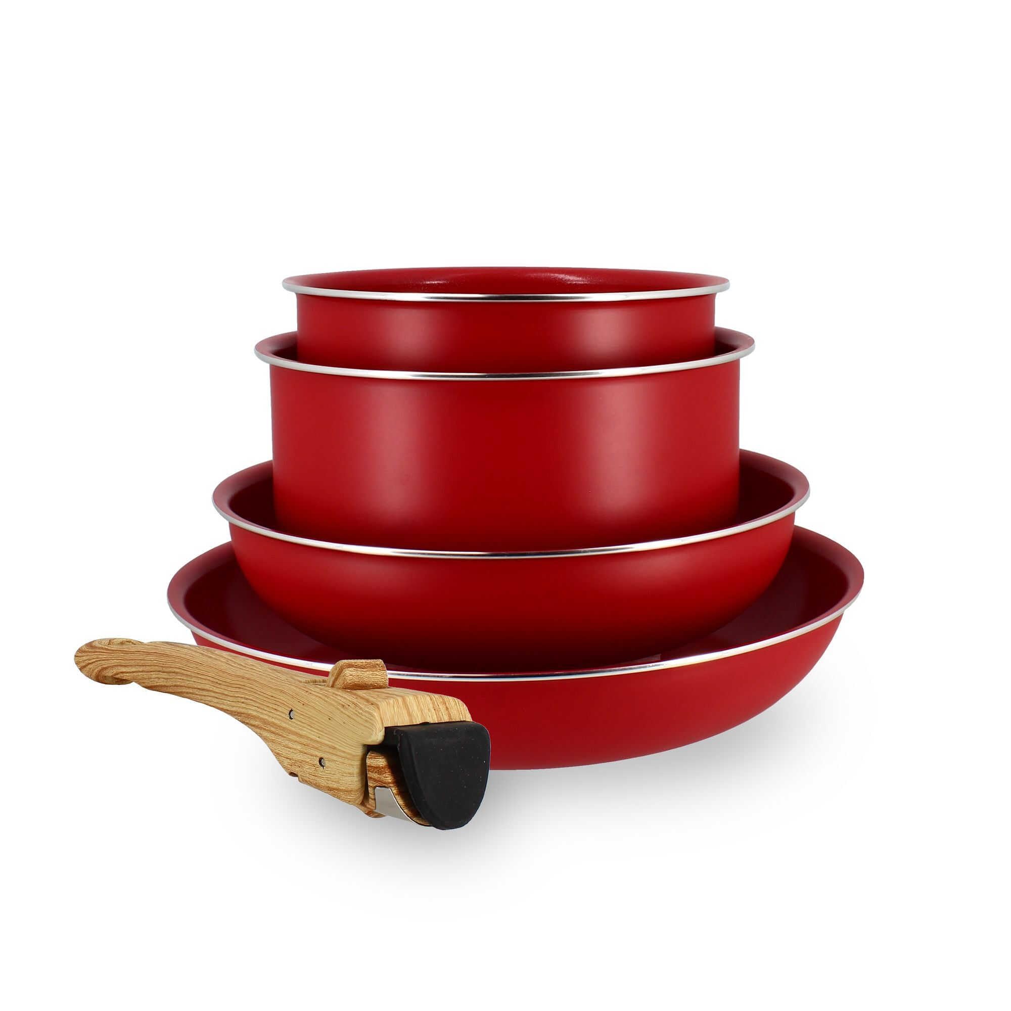 MENASTYL - Utensilios de cocina apilables extraíbles - Apto para todas las fuentes de calor, incluida la inducción, revestimiento cerámico antiadherente sin PFAS - Gama Colorama - Color magenta - 2