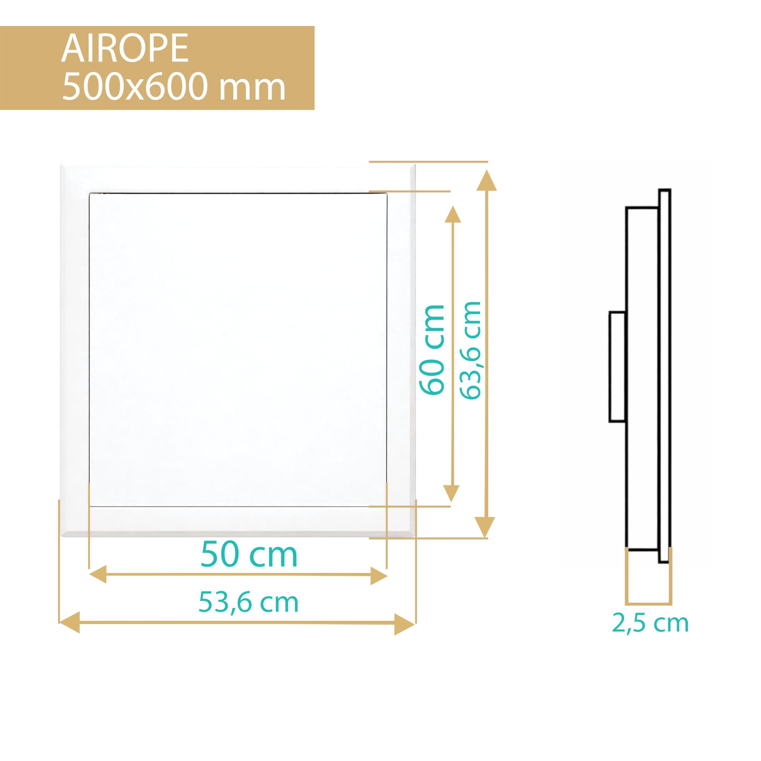 AIROPE – Puerta de Inspección 500X600 mm Acero Blanco, Cierre a Presión con Bloqueo, para Techo y Pared, Apertura Lateral Izq/Der, Panel de Acceso Contador Agua, Baño, Tuberías - 3