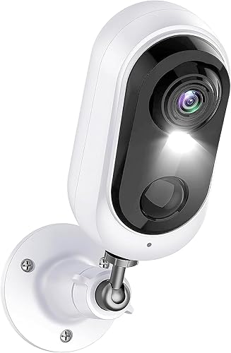 Heyall Cámara de seguridad inalámbrica al aire libre WiFi alimentada por pilas cámaras de vigilancia doméstica con foco y alarma de sirena visión