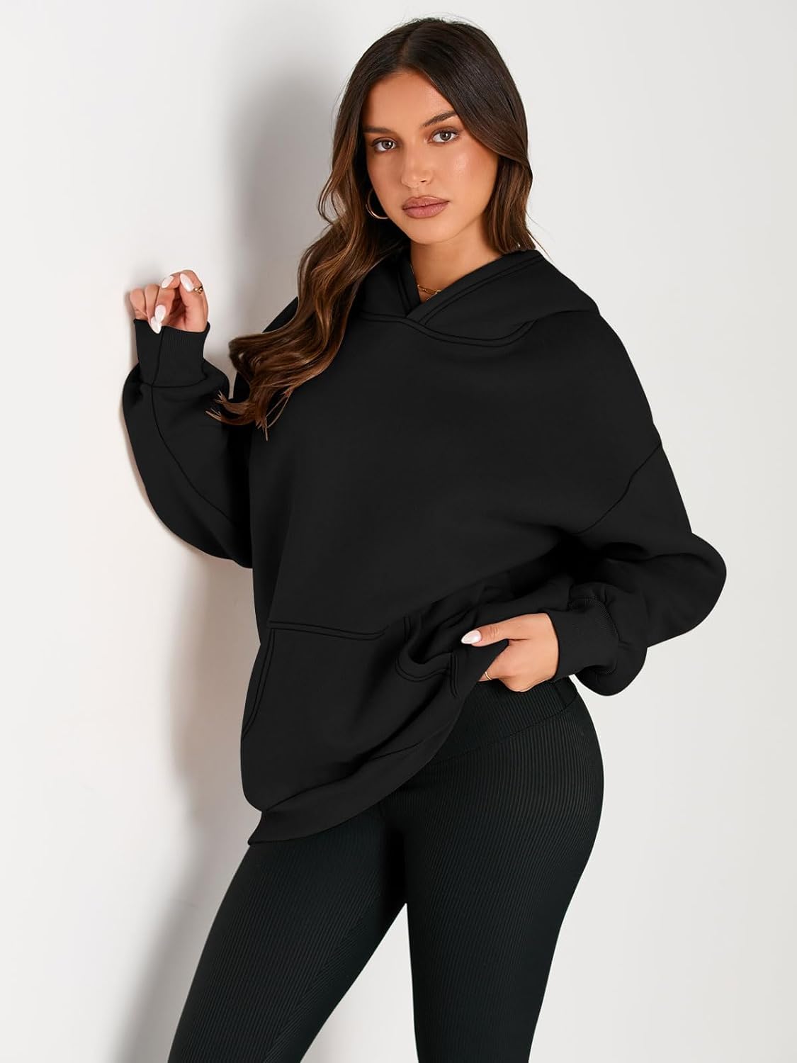 Hoodie Damen Kapuzenpullover Oversize Casual Pullover Sweatshirt Langarm Baumwolle Pulli Herbst Winter Hoody mit Tasche