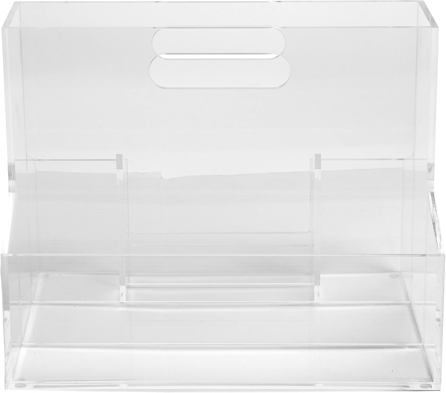 RUSSELL+HAZEL Acrylic Mobile Caddy, Office Supplies, Clear, with Carrying Handle, 12.25” x 9” x 9.75” (93921)