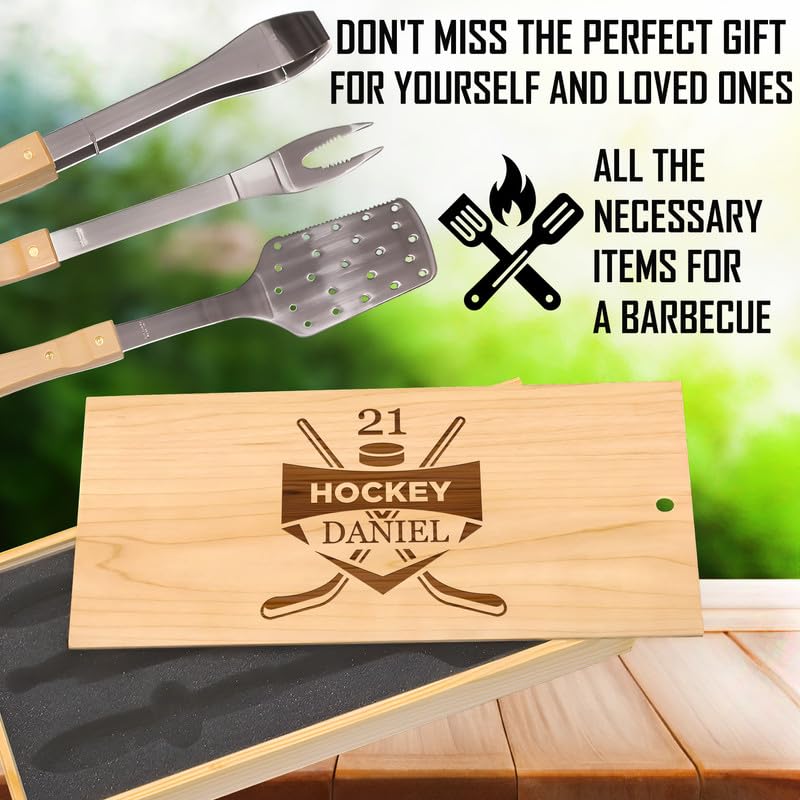 Set de Parrilla con Grabados Personalizados en Palo de Hockey miniatura 6