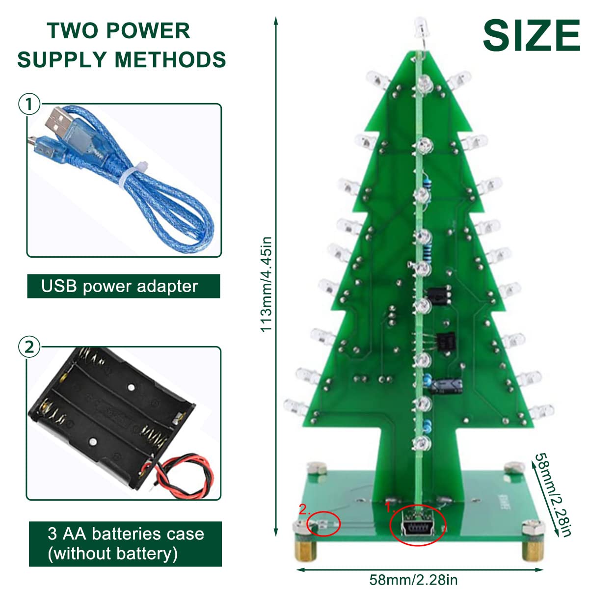 Amazon.co.jp: DAOKAI クリスマスツリーはんだ付けキットRGBはDIY電子