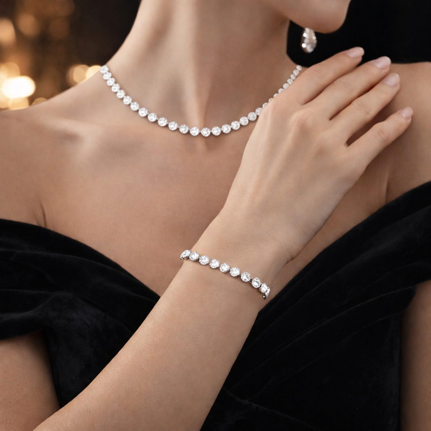 SAGA GIOIELLI® Collana donna uomo tennis con zirconi - Acciaio inox – Lunghezza 38+5 cm - Confezione Regalo