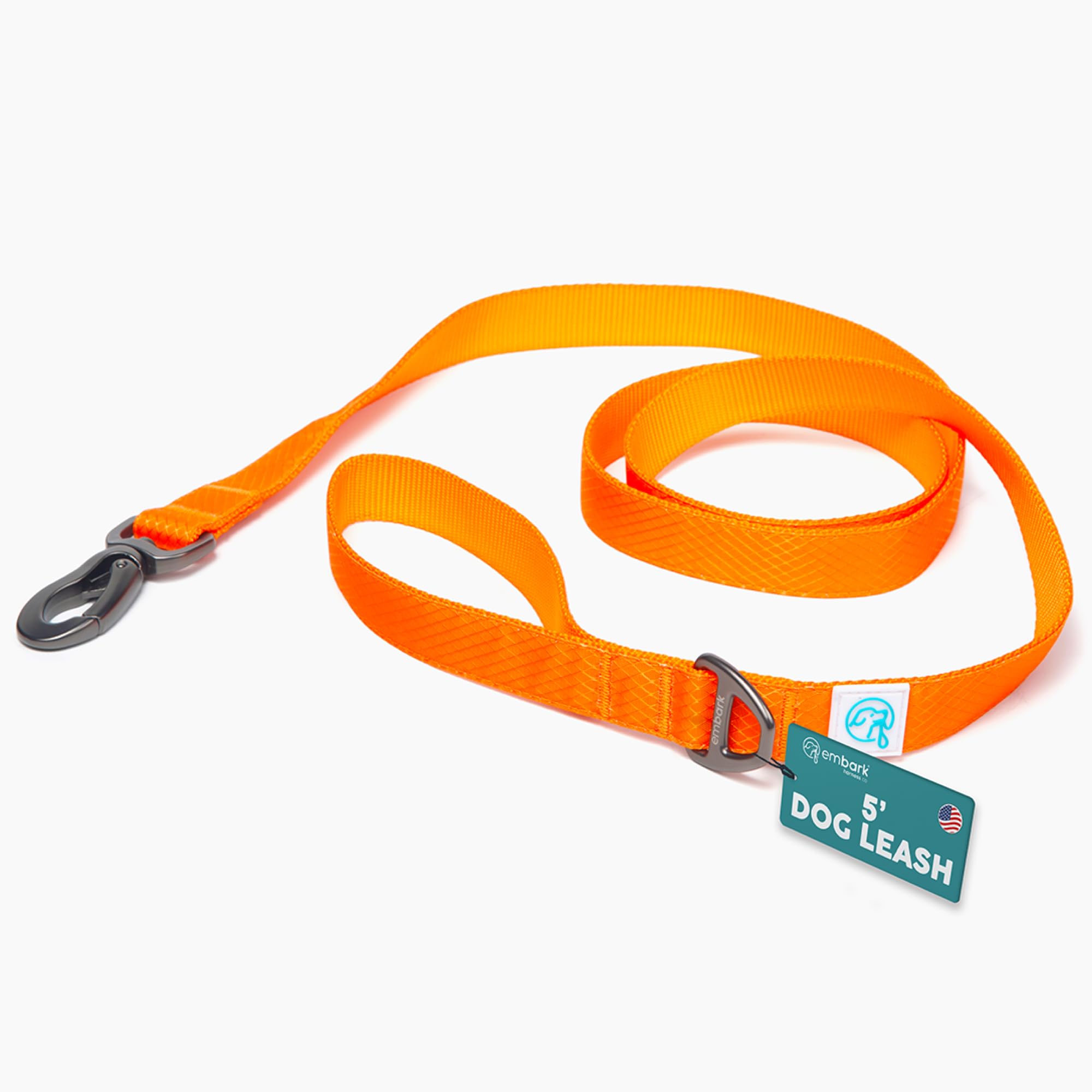 Embark Adventure Dog Lead - Colourful, Strong and Sturdy Nylon Dog Leads for Small Dogs, Dog Leads Medium Dogs and Dog Leads Large Breed Dogs, Heavy Duty Dog Leash -Dog Training Lead (Orange Dog Lead)