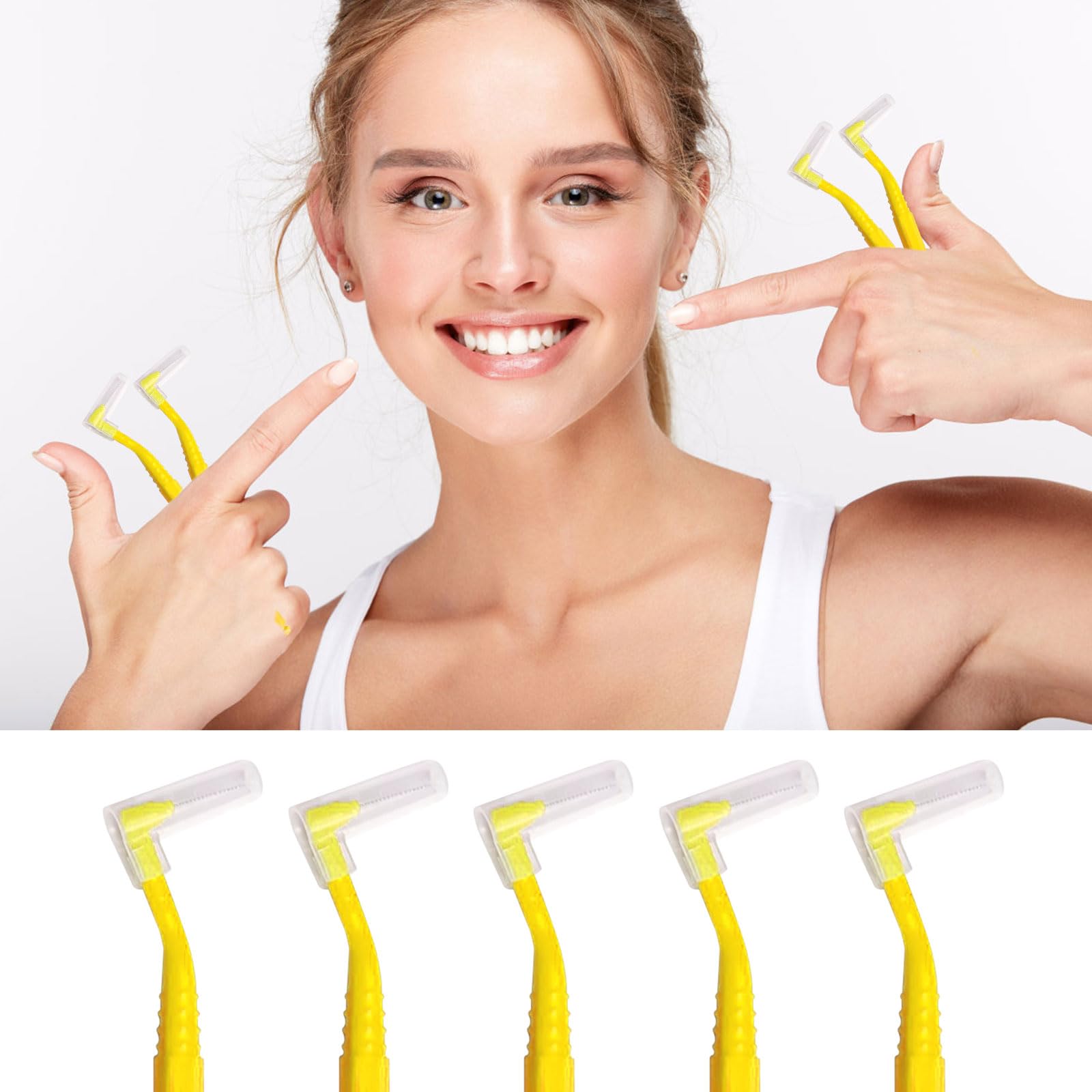 SKHAOVS 30 Pieces L Shaped Interdental Brushes,Floss Sticks Dental with Non-Slip Handle - Image 4