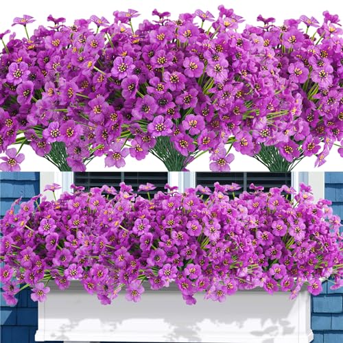 Uieke 72PCS Artificial Flowers for Outdoors UV Resistant Faux Plants