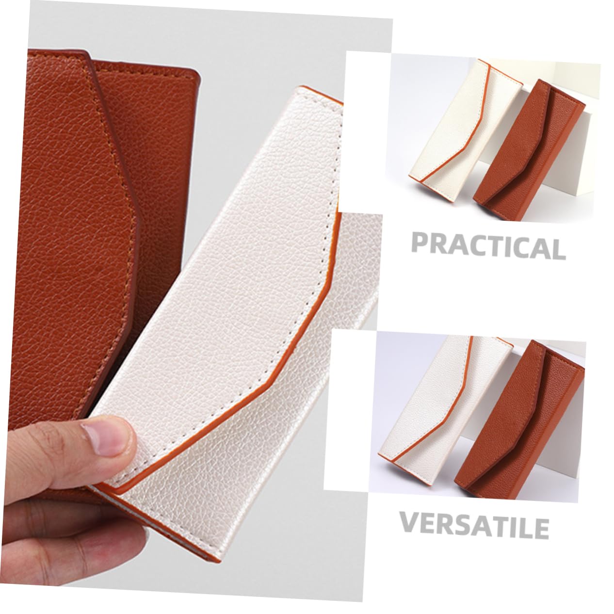 FOMIYES 5 Set Di Pinzette Per Ciglia Custodia Portatile Per Pinzette Per Ciglia Per Extension in Pelle Pu Design Minimalista 2 Pezzi * 5