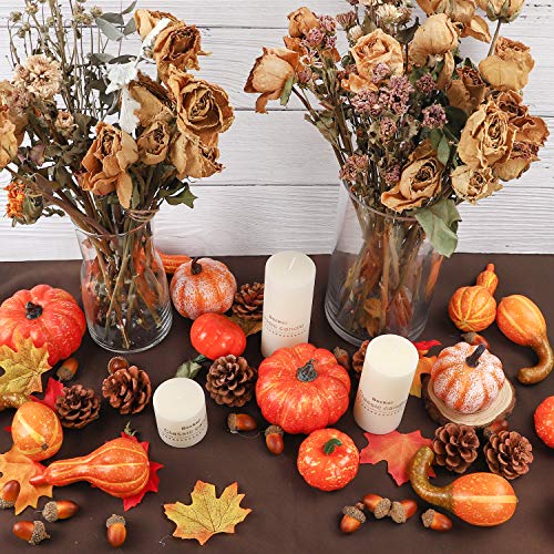 image for FUNARTY 142pcs Assorted Artificial Pumpkins Kits, Harvest Pumpkins and