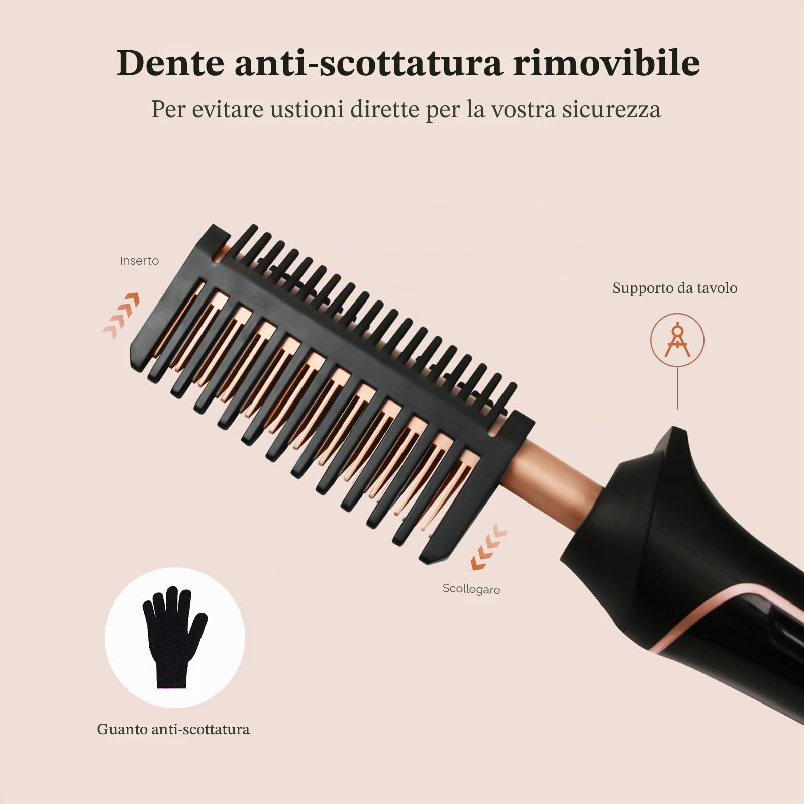 janelove Pettine lisciante in ceramica, 80 ℃-230 ℃ Hot Comb per capelli afro/pizzo wigs/barba, pettine per capelli in ceramica con display LCD HD, riscaldamento rapido