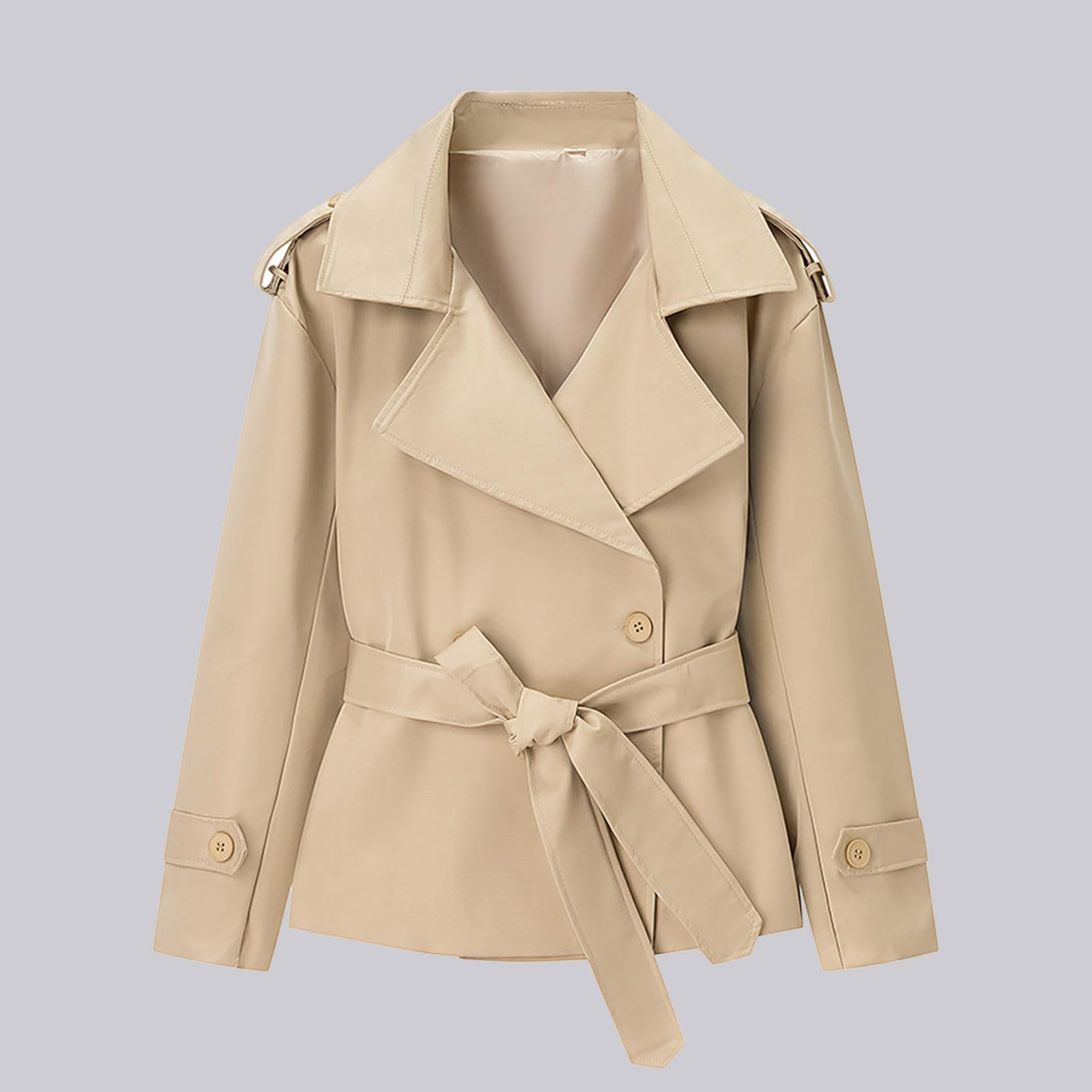 Generisch Giacca corta casual con cintura da indossare tutti i giorni, capispalla elegante e versatile per diverse occasioni. Perfetto per strati.Vestibilità comoda.