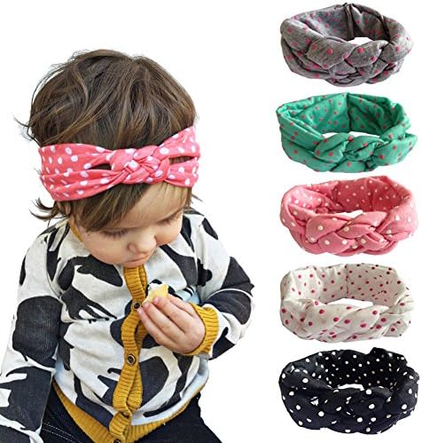 Misscat 5pcs Kid Wave Point Cross Knit Twist Knot Hairband Headband Headwear