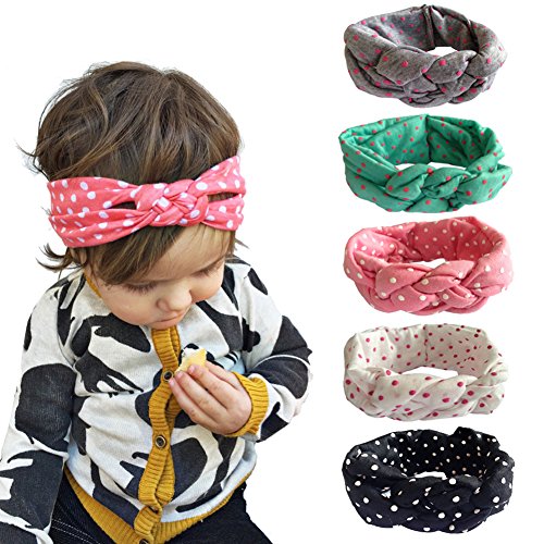 Misscat 5Pcs Kid Wave Point Cross Knit Twist Knot Hairband Headband Headwear #TOP3