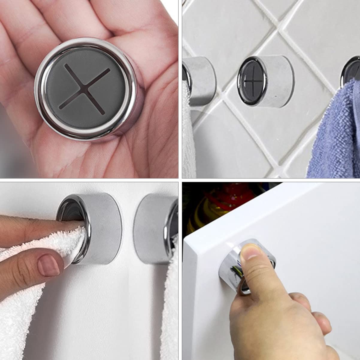 VASDEV 6 Piezas Stcik Robe Cocina Té Baño Redondo ABS Pesado Sin Ganchos Ganchos Trabajo Hogar Autoadhesivo Montaje de perforación Sin Perforaciones para Soportes de Platos Ducha Toalla a