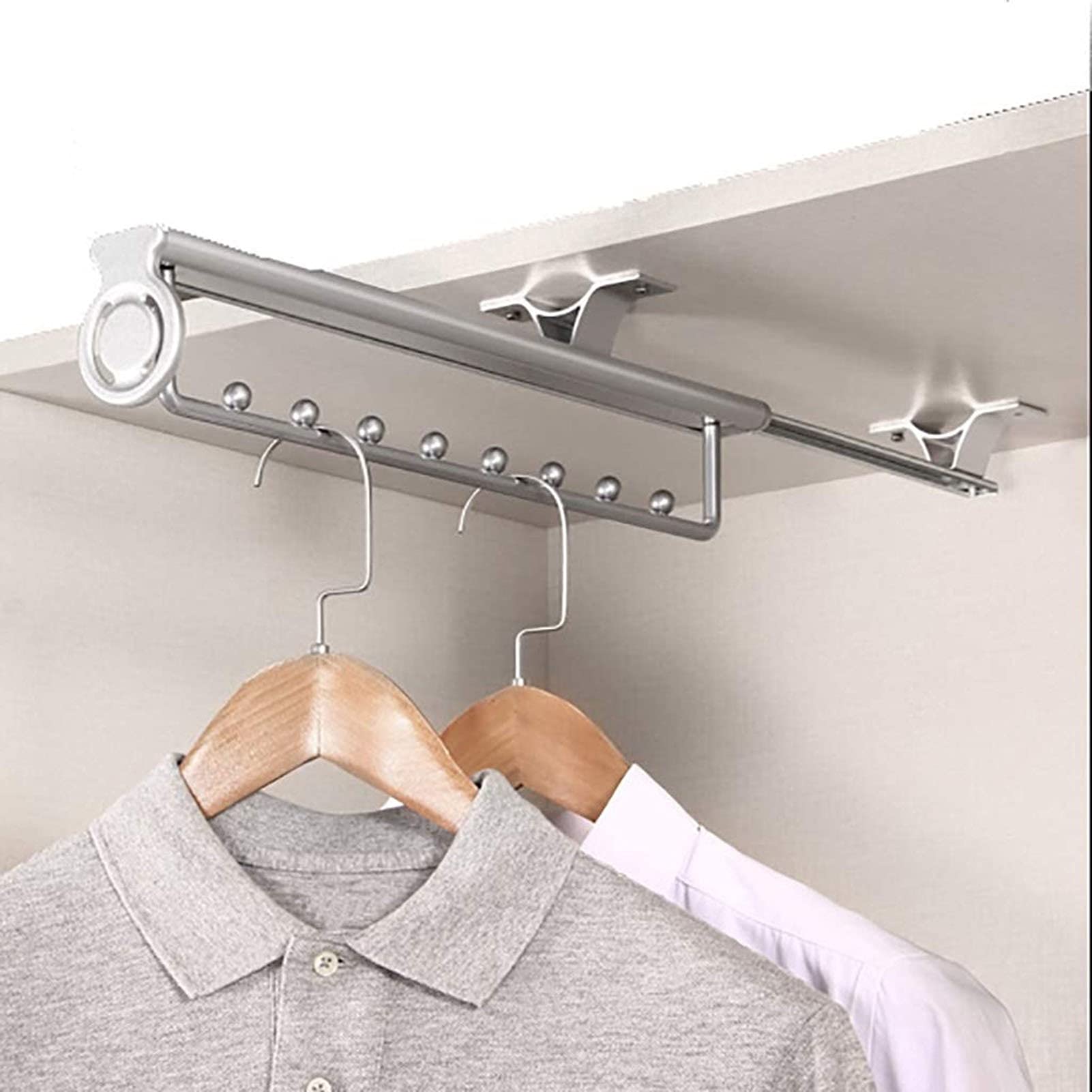 Barra de ropa extraíble, percha extraíble Barra colgante extensible con riel deslizante de doble bola, riel ajustable for ropa de armario, organizador de armario for guardar ropa, percha for ropa(25cm