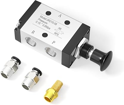 3 Way 2 Position Air Valve 1/4" NPT Hand Lever Manual Control Solenoid Valve 3R210-08