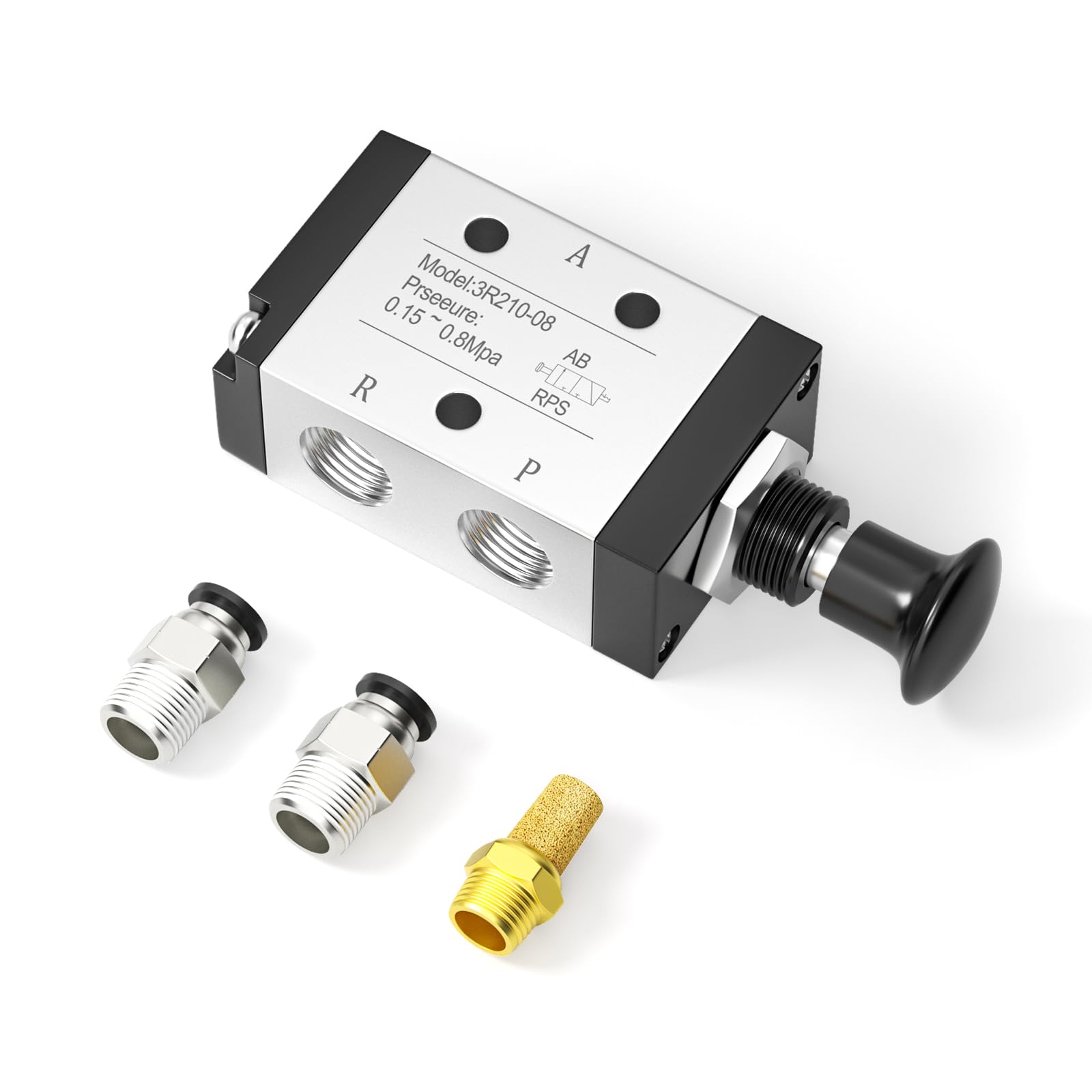 Vanne à air 3 voies 2 positions distributeur pneumatique 6,35 mm NPT 3R210-08