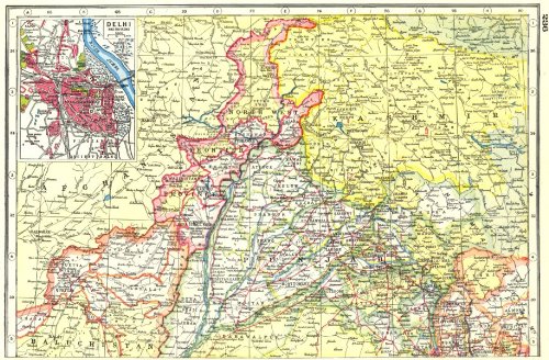 INDIA PAKISTAN NORTH: Punjab Jammu Kashmir NW Frontier; Delhi plan 1920 map