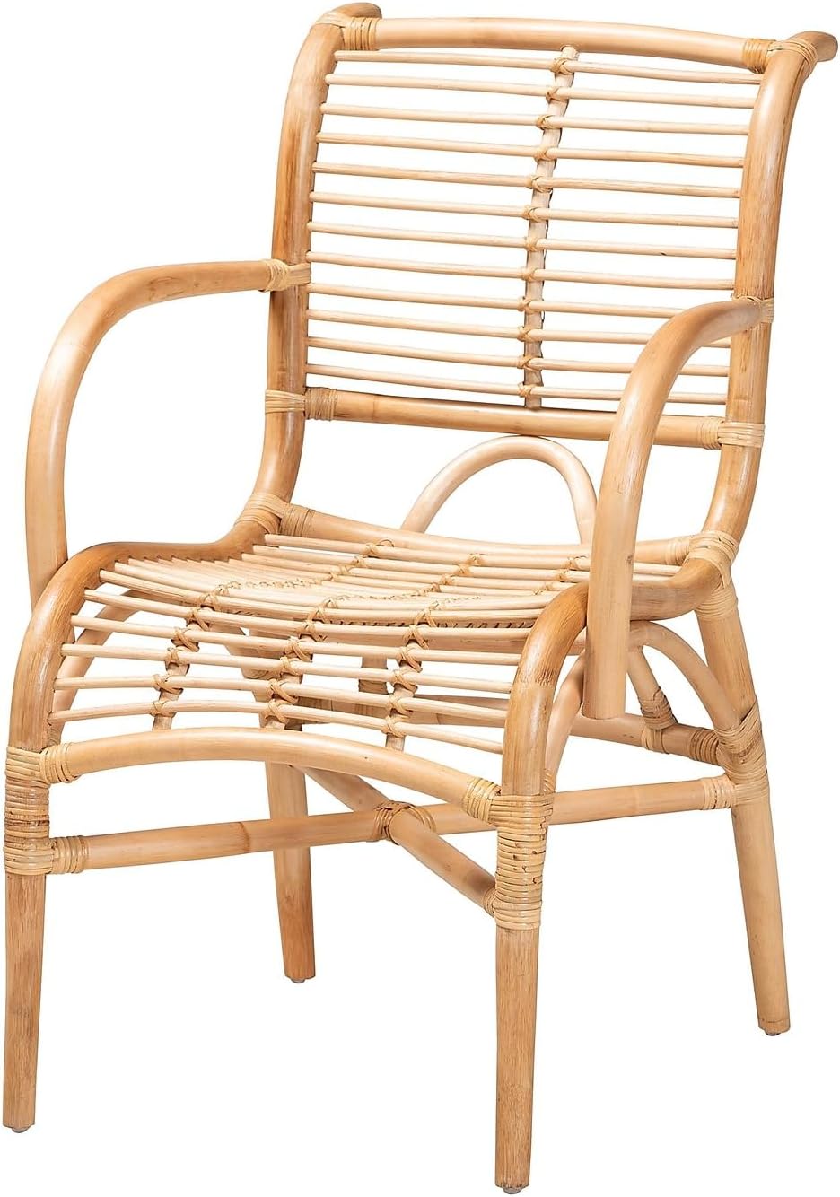 Baxton Studio Bali & pari Seminyak Natural Rattan Accent Chair, Natural