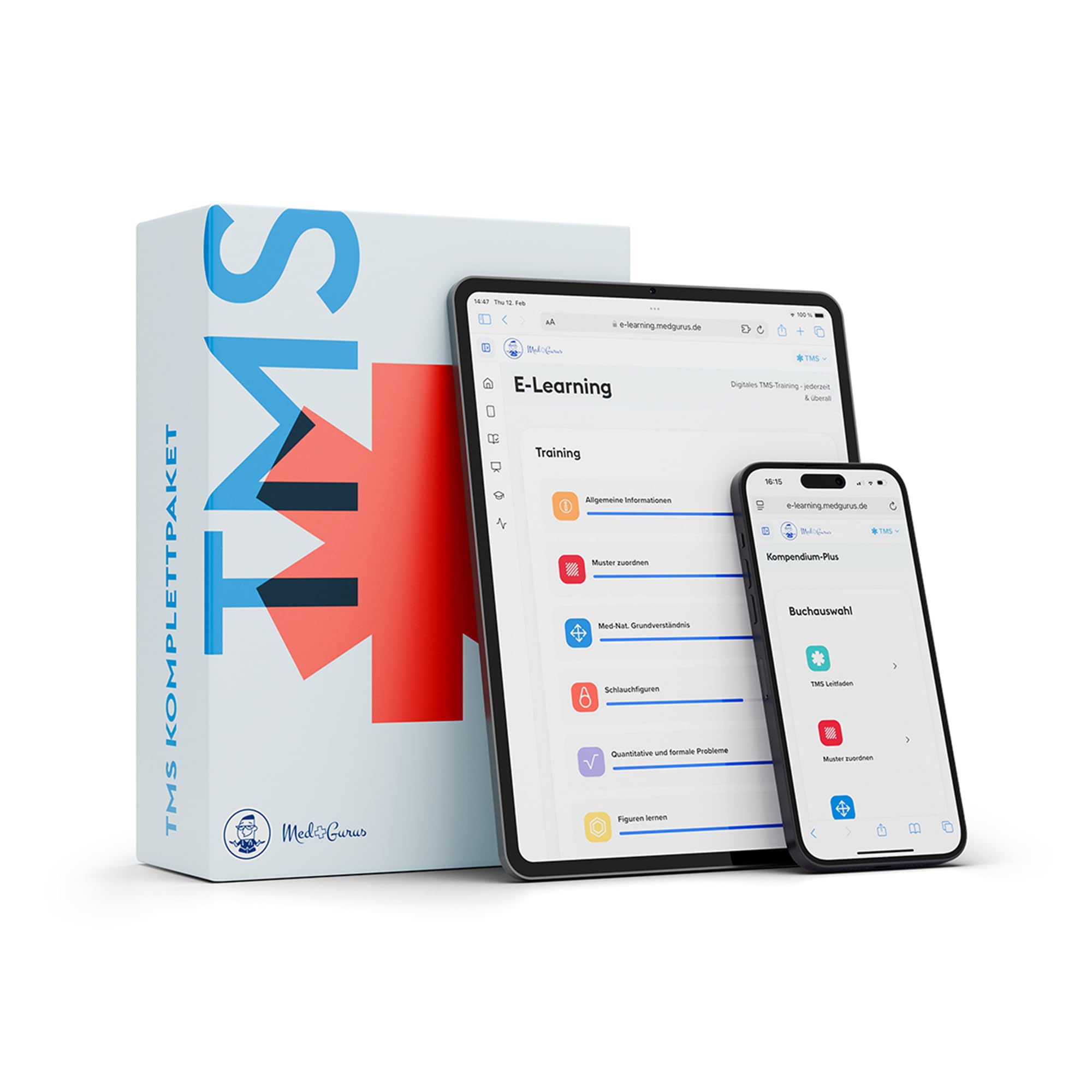 MedGurus - TMS Komplettpaket - Umfassende Vorbereitung auf den Medizinertest mit 7.000+ Übungsaufgaben, E-Learning & Kompendium inkl. TMS Simulation - Erfolgreich ins Medizinstudium