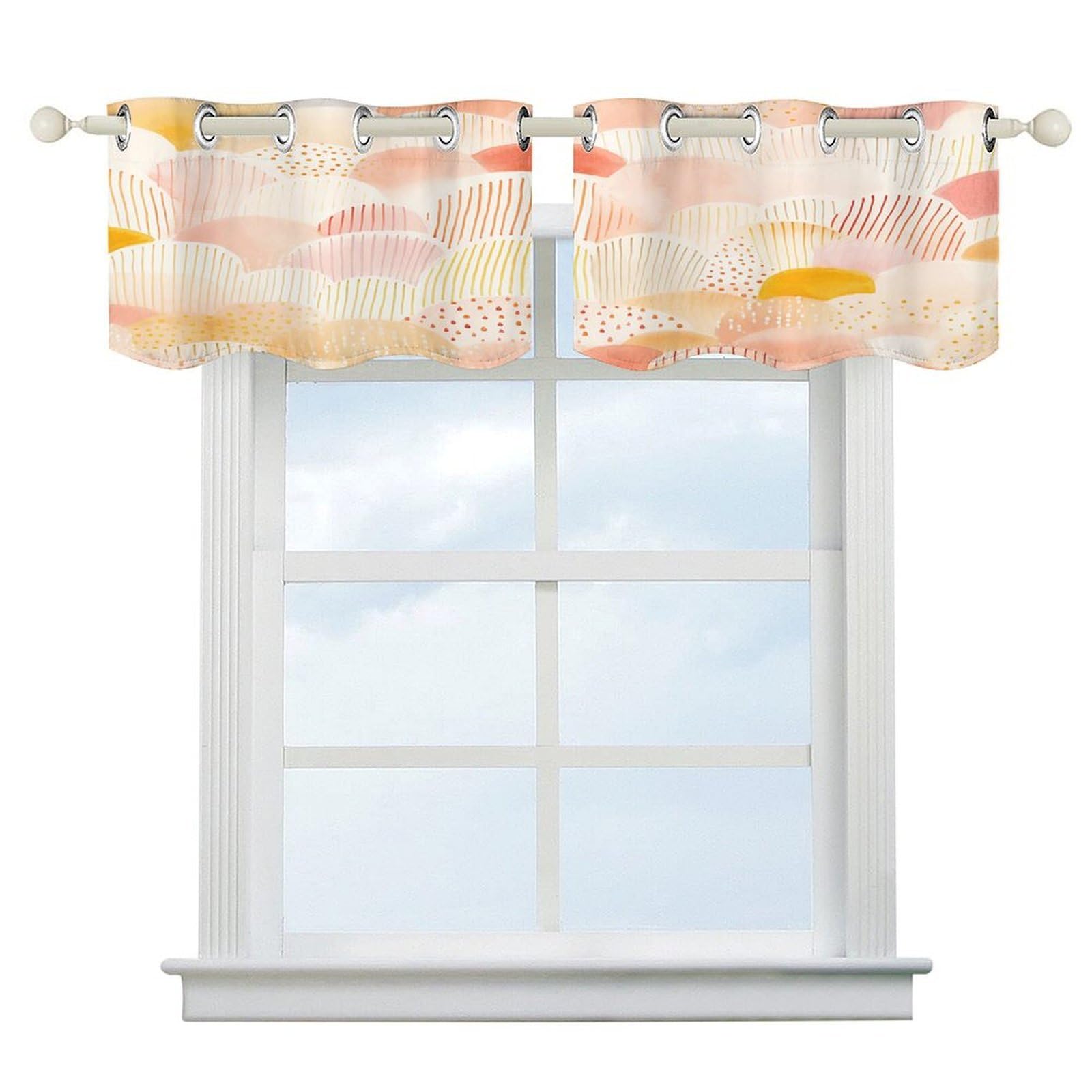 Fekiloot Style Orange And Yellow Short Curtains Valance Curtain