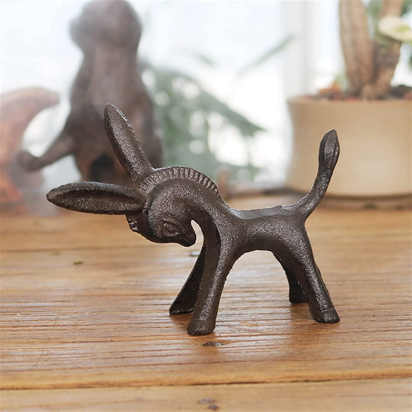 Vintage żeliwne figurki osiołka, miniaturowe ozdoby ze zwierzętami na zewnątrz, dekoracje do doniczek ogrodowych, 9,5 cm wys