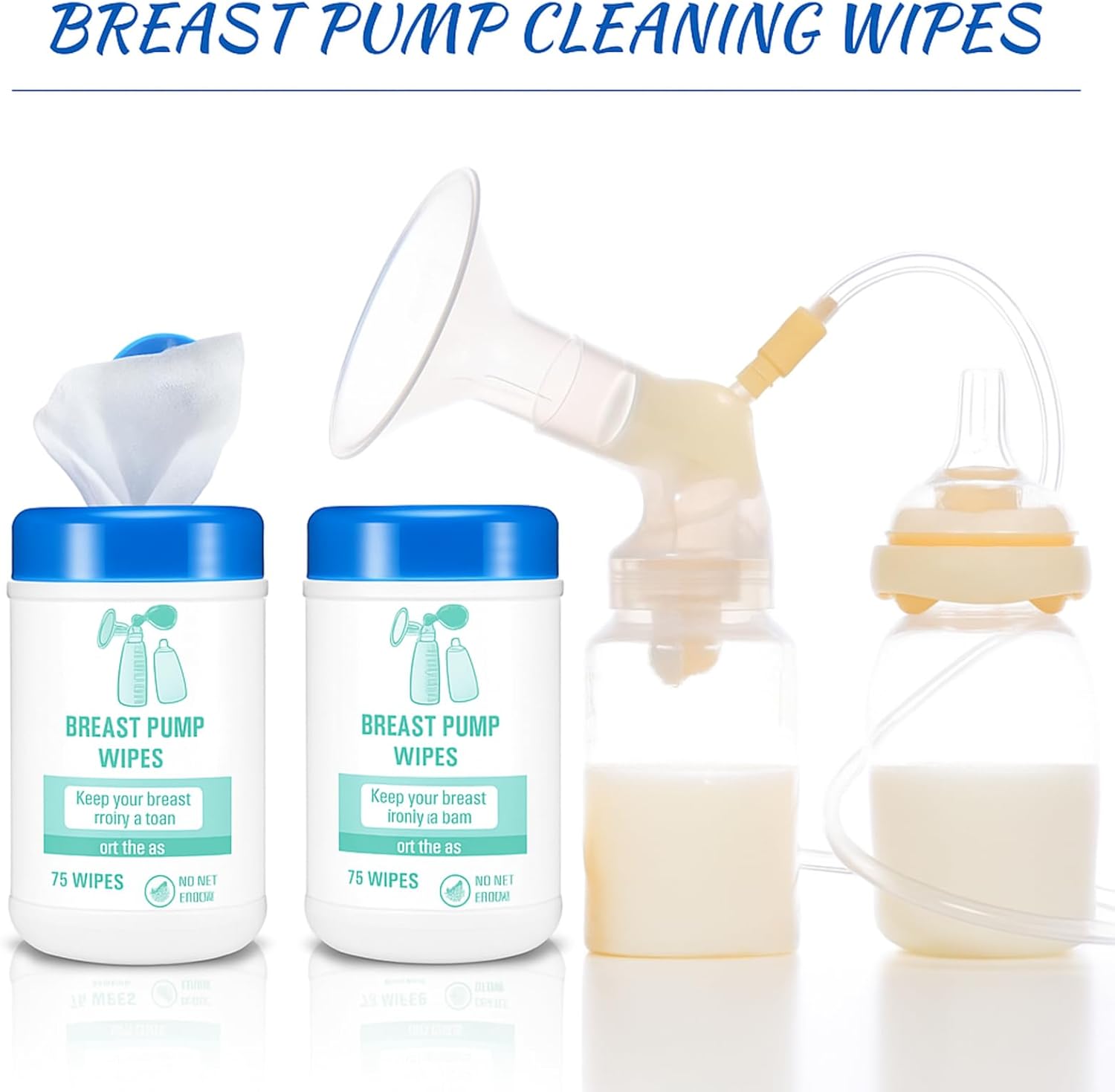 4 Pack Breast Pump Cleaning Wipes 300 Count Pacifier Bottle Wipes Resealable Convenient Hygienic on the Go Cleaning for Quick Clean Pump Parts Tables Countertops Chairs