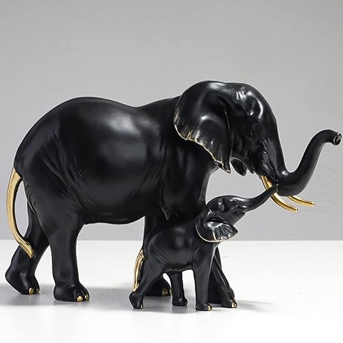 Miniatura 2 de SXSZZXL Estatua de elefante, figuras creativas de elefante, decoraciones para sala de estar, estilo moderno, decoración del hogar (negro)