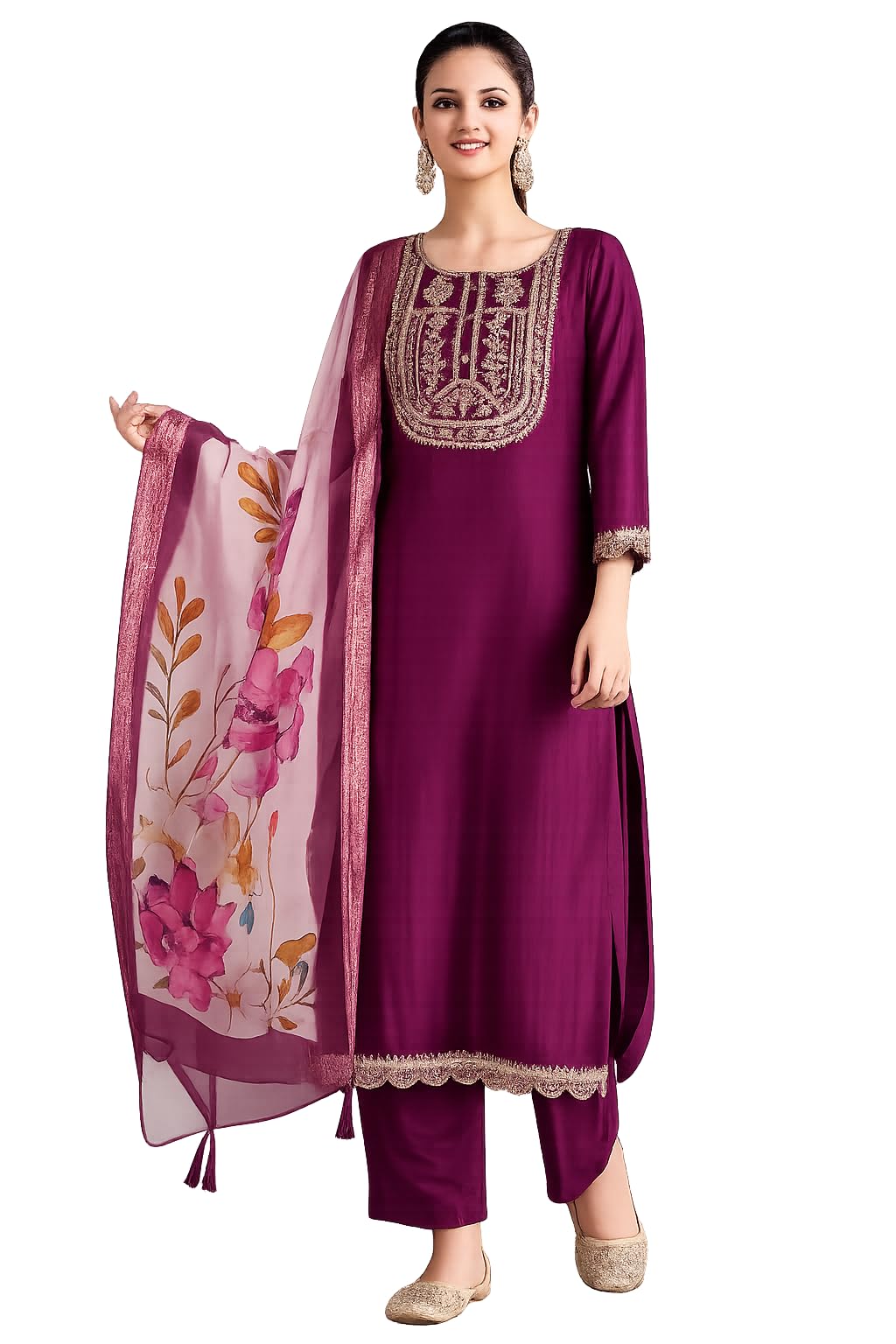 Rayon Slub Embroidered Kurta Set with Dupatta-picture-38