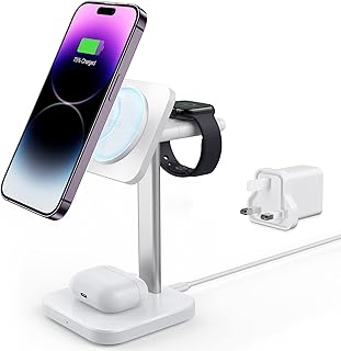 ESR 3-in-1 Charger Stand for Magsafe (HaloLock), Removable Made for Apple Watch Certified Charger, Charging Station for Magsafe, Magnetic Wireless Charger, for iPhone 15/14/13/12, AirPods Pro, White