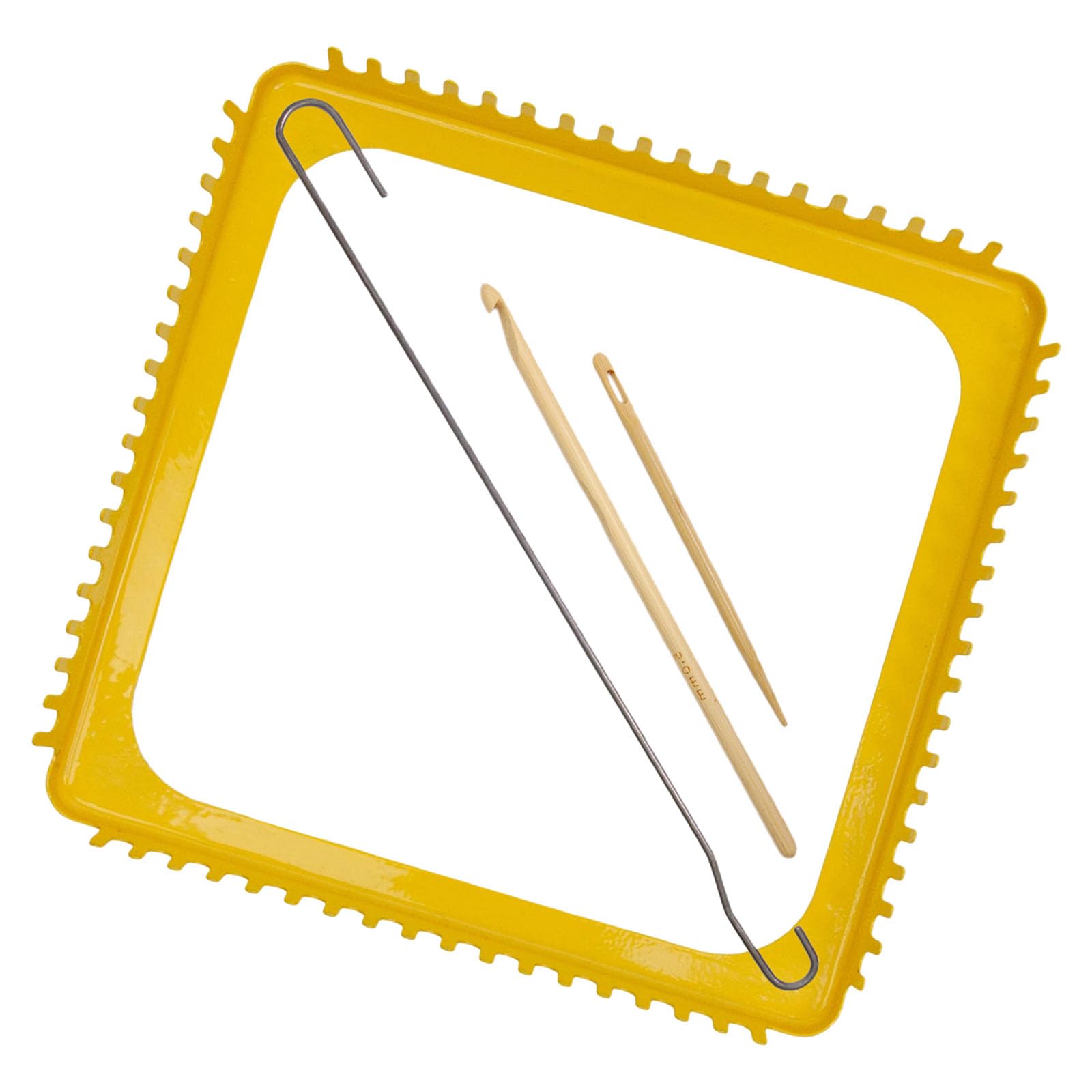 Piceioep Shape Metal Weaving Frame 18 Prongs Weaving Tool with Knitting Accessories for Making Granny Sqaure Scarves Metal Knitting Weave Set