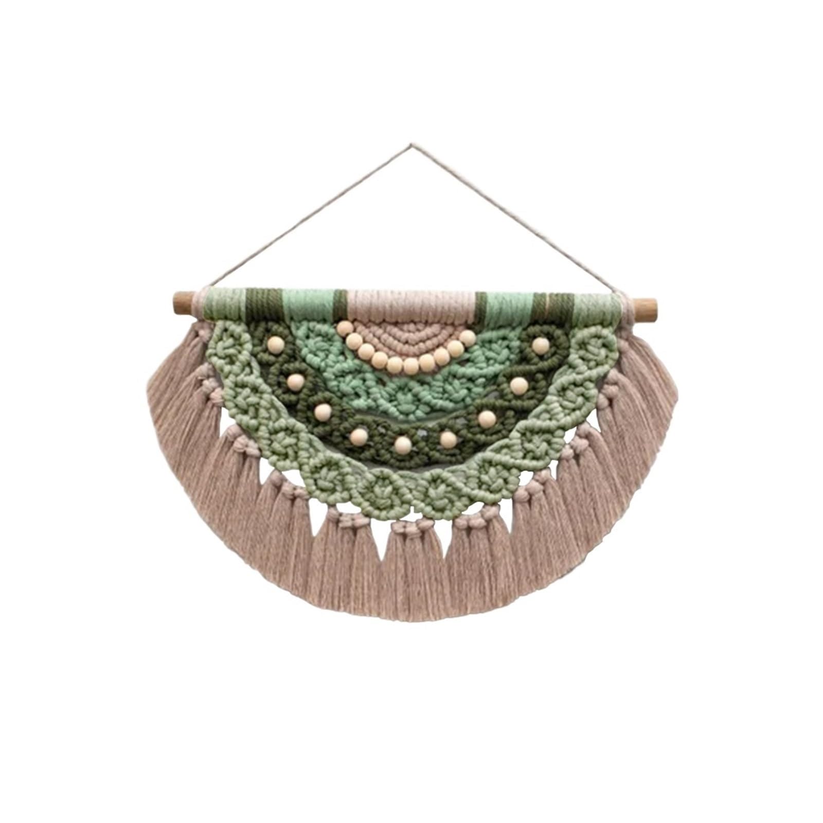 FGUJSUR Tapestry Wall Hanging Hand-woven Rope Tassel Wall Hanging Tapestry Boho Macrame Cotton Bead Bedroom Art Decor(Color 02)
