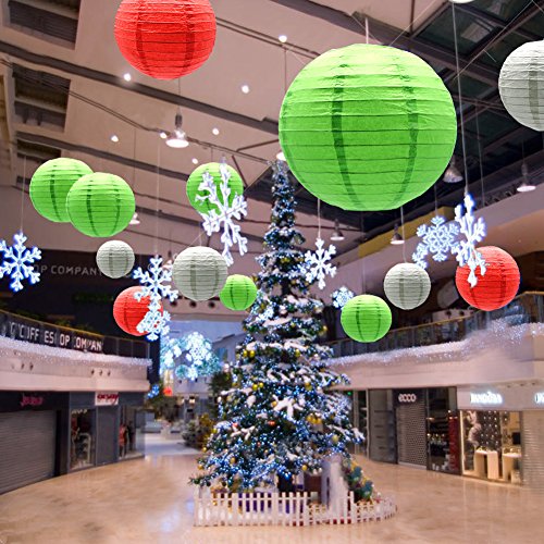 Adlkgg Round Hanging Paper Lanterns Decorations For Party Wedding Birthday Baby Showers Christmas Supplies, Red 12'',10'', 8'', 9 Pack #TOP4