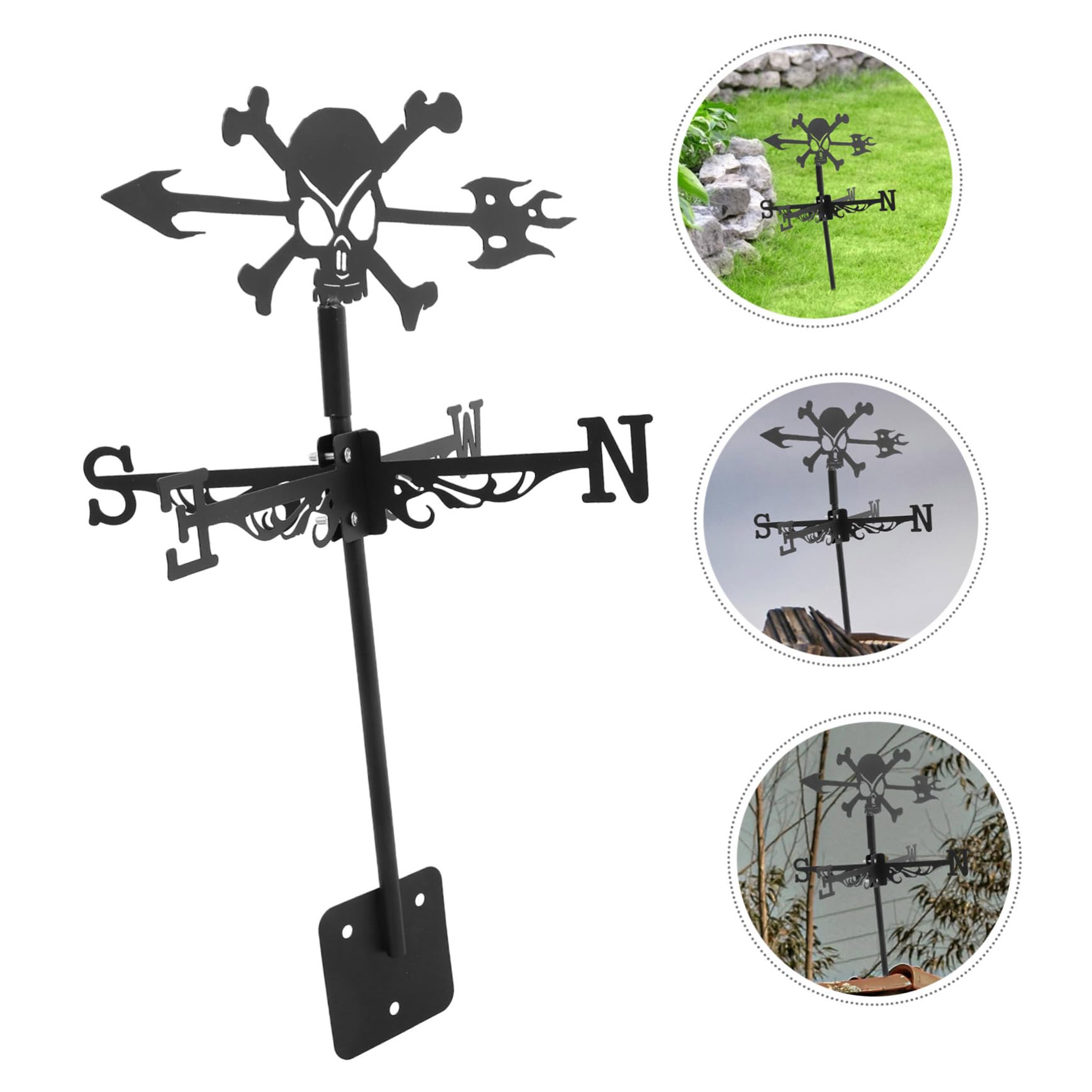 Yardwe Banderuola Segnavento a Forma di Teschio da Giardino Decorazione per Il Giardino Banderuola Segnavento in Ferro per Decorazioni da Giardino