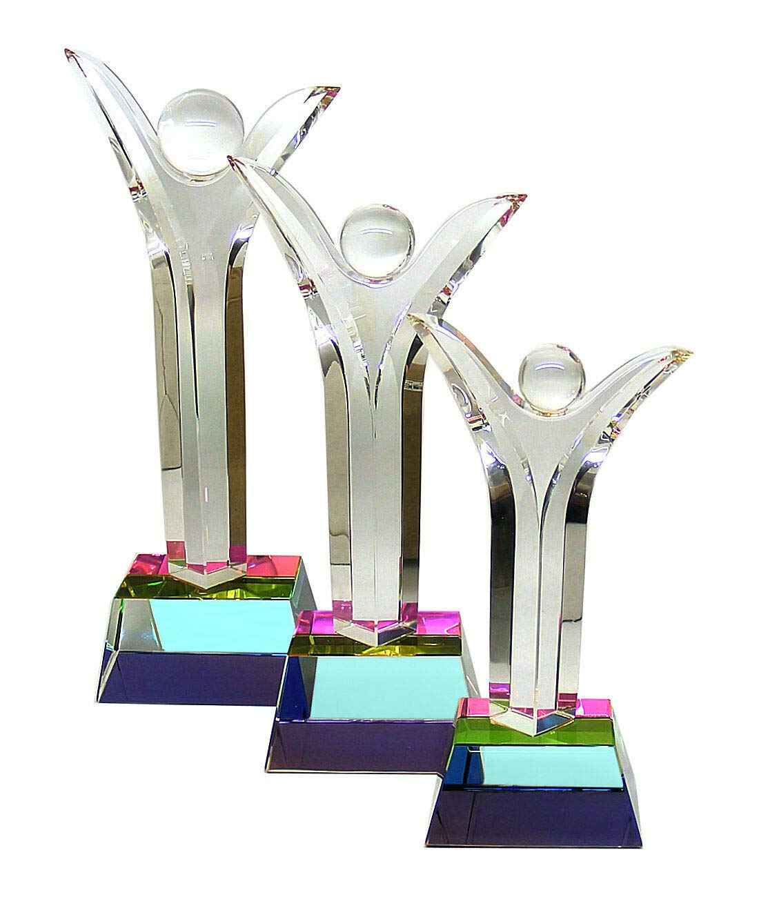County Engraving Silver Engraved Optic Crystal Achievement Jubilation Award Trophy With Personalised Plaque - Enter Your Own Custom Text