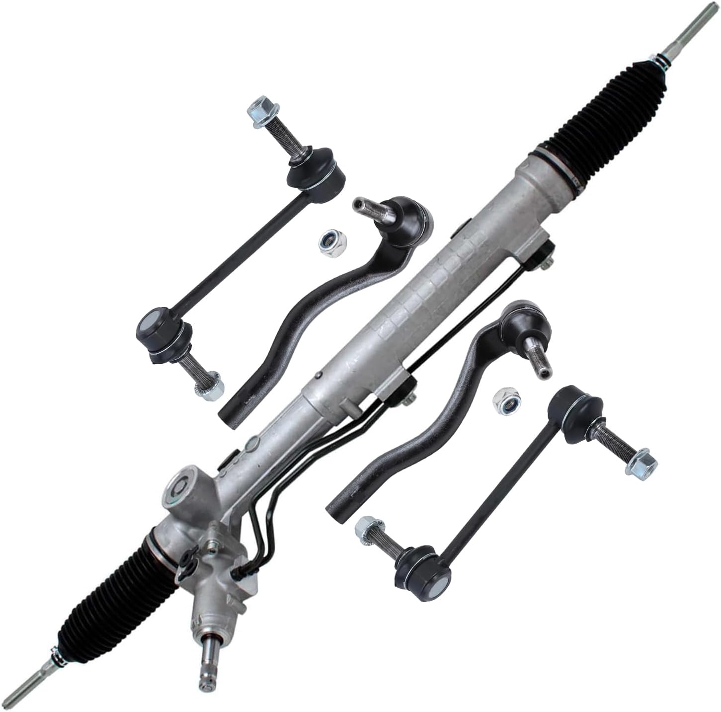 Detroit Axle 5‑Piece Front Rack and Pinion Kit for Mercedes‑Benz (Complete Assembly + Tie Rods)