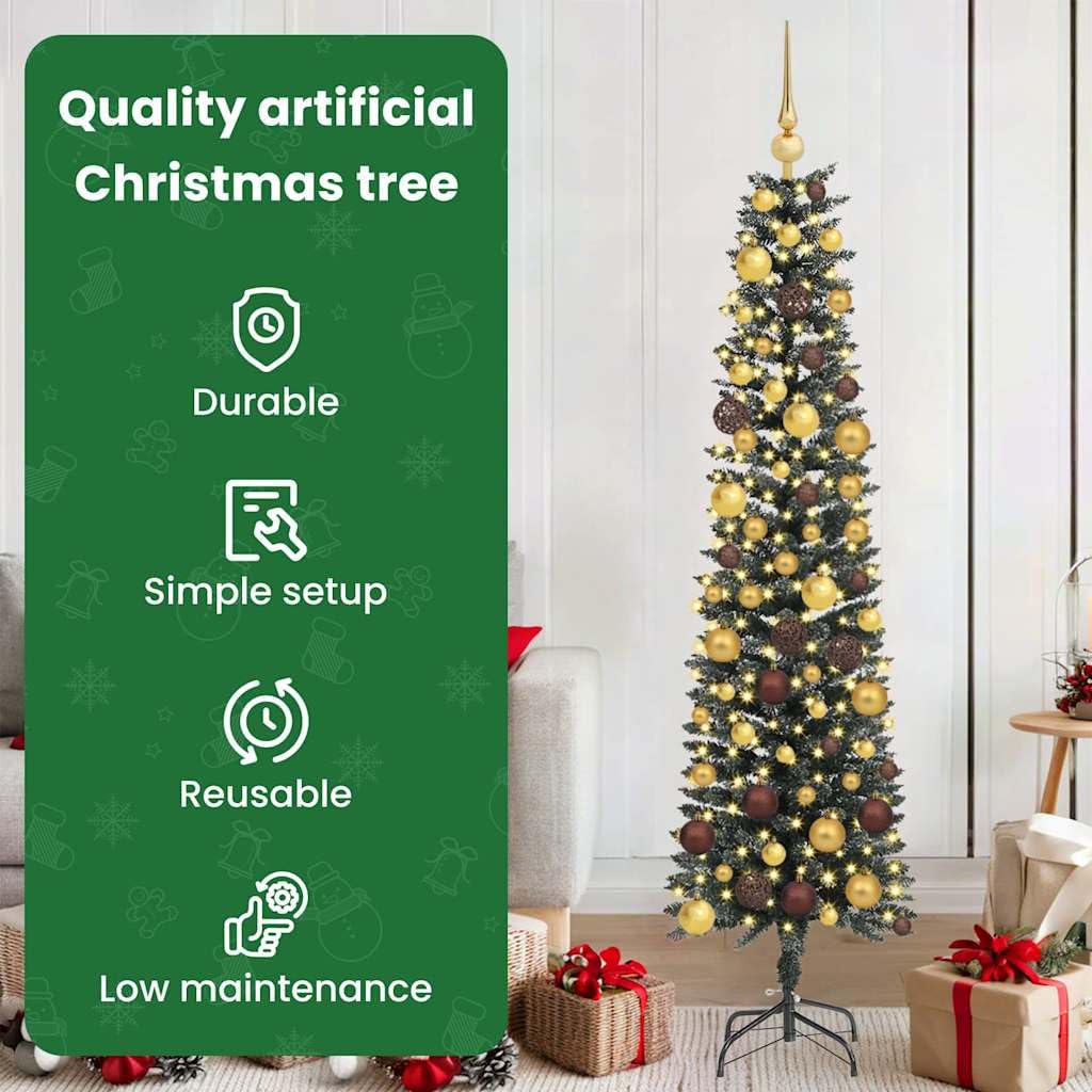 vidaXL Árbol de Navidad Artificial Verde 180 cm PVC, Plástico y Acero, Árbol de Navidad para Sala, Decor Moderno en Forma de Cono, Luces LED USB Ajustables, hogar Festivo
