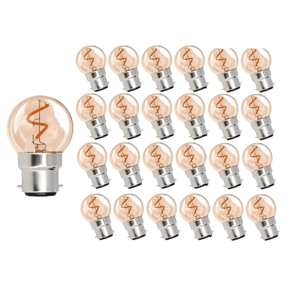 HHF Home Lighting, Lot de 25 ampoules LED à filament spirale AC220V G40 B22 1 W 2200 K, lampe non dimmable