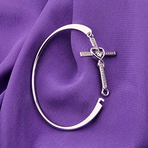Hollp Christian Bracelet Infinity Love Heart God Cross Bracelet Crystal Sideway Cross Bangle Religious Gift For Women thumb #3