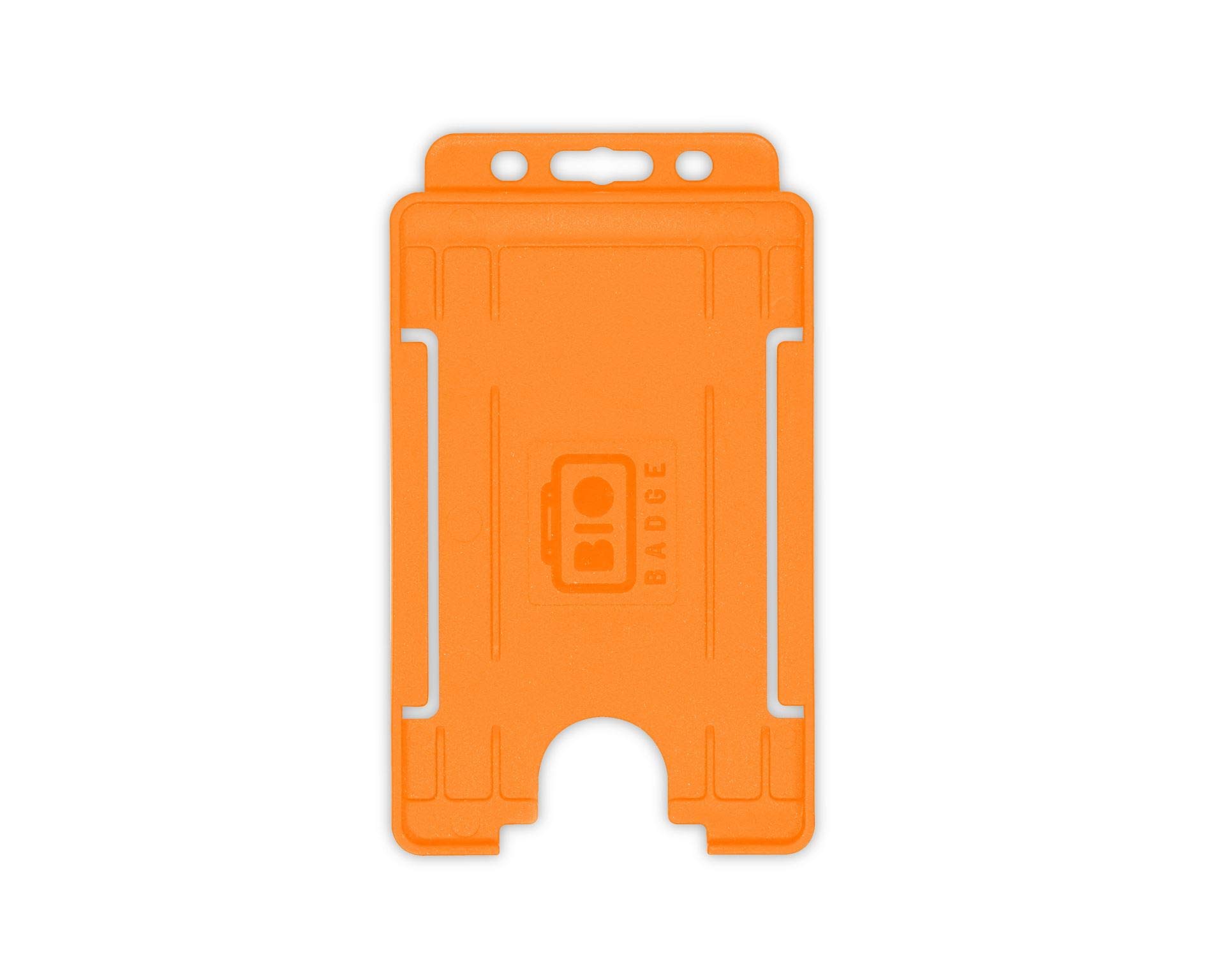 Orange BioBadge ID Card Holders Open-Faced for ID Badges, Portrait - Pack of 100
