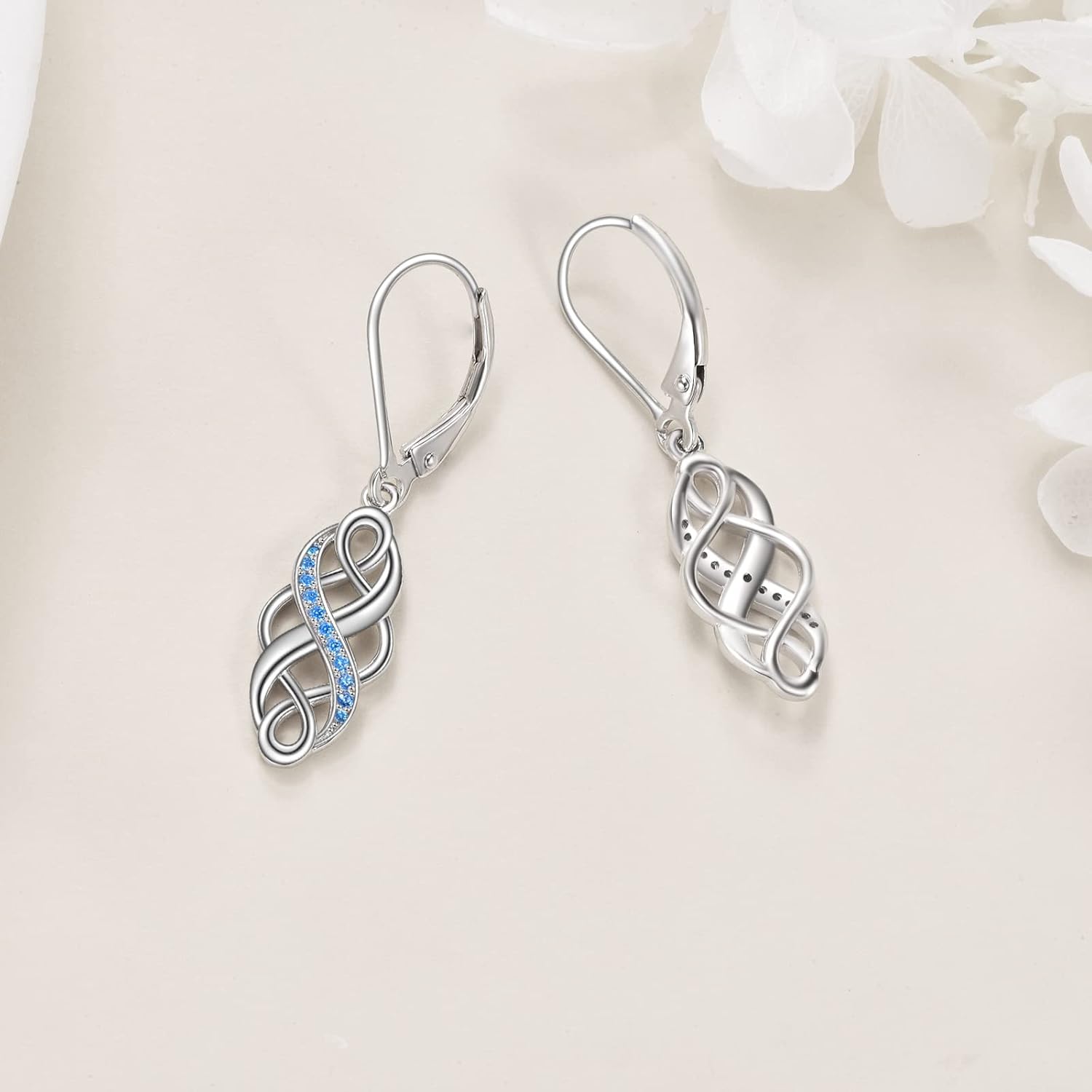 YFN Sterling Silver Celtic Knot Dangle Earrings Good Luck Irish Celtic Knot Leverback Dangles Earrings for Women - Image 4