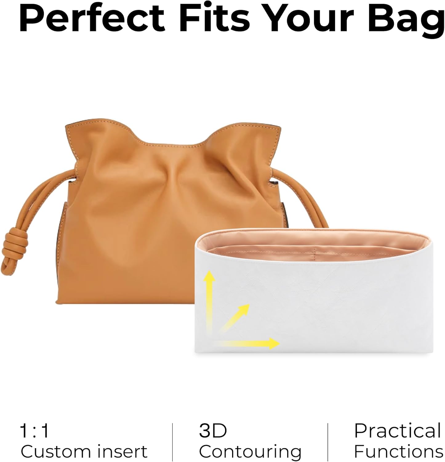 Purse Organizer Insert for LOEWE Flamenco Mini Handbag, Custom Fit Inside Premium Vanile Lightweight WaterResistant Tote Bag Insert